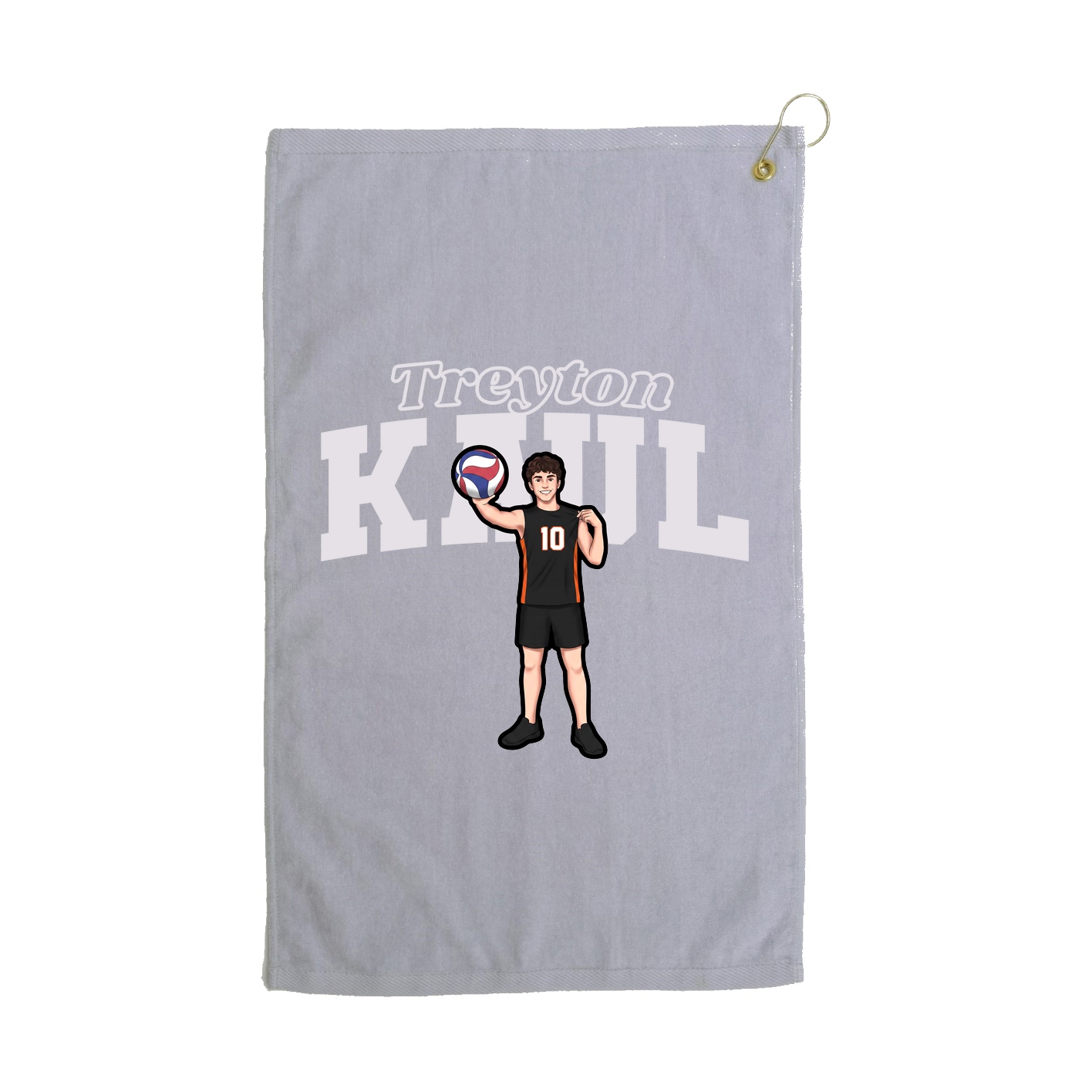 Golf Towel — Name Arch in Grey