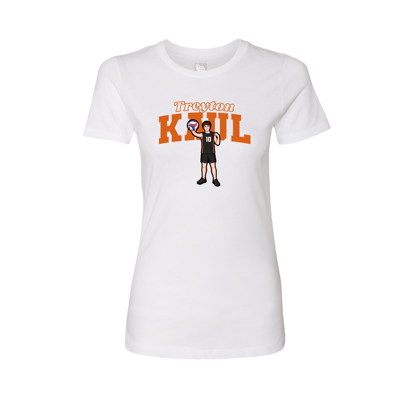 Fitted Women's Tee — Name Arch in White