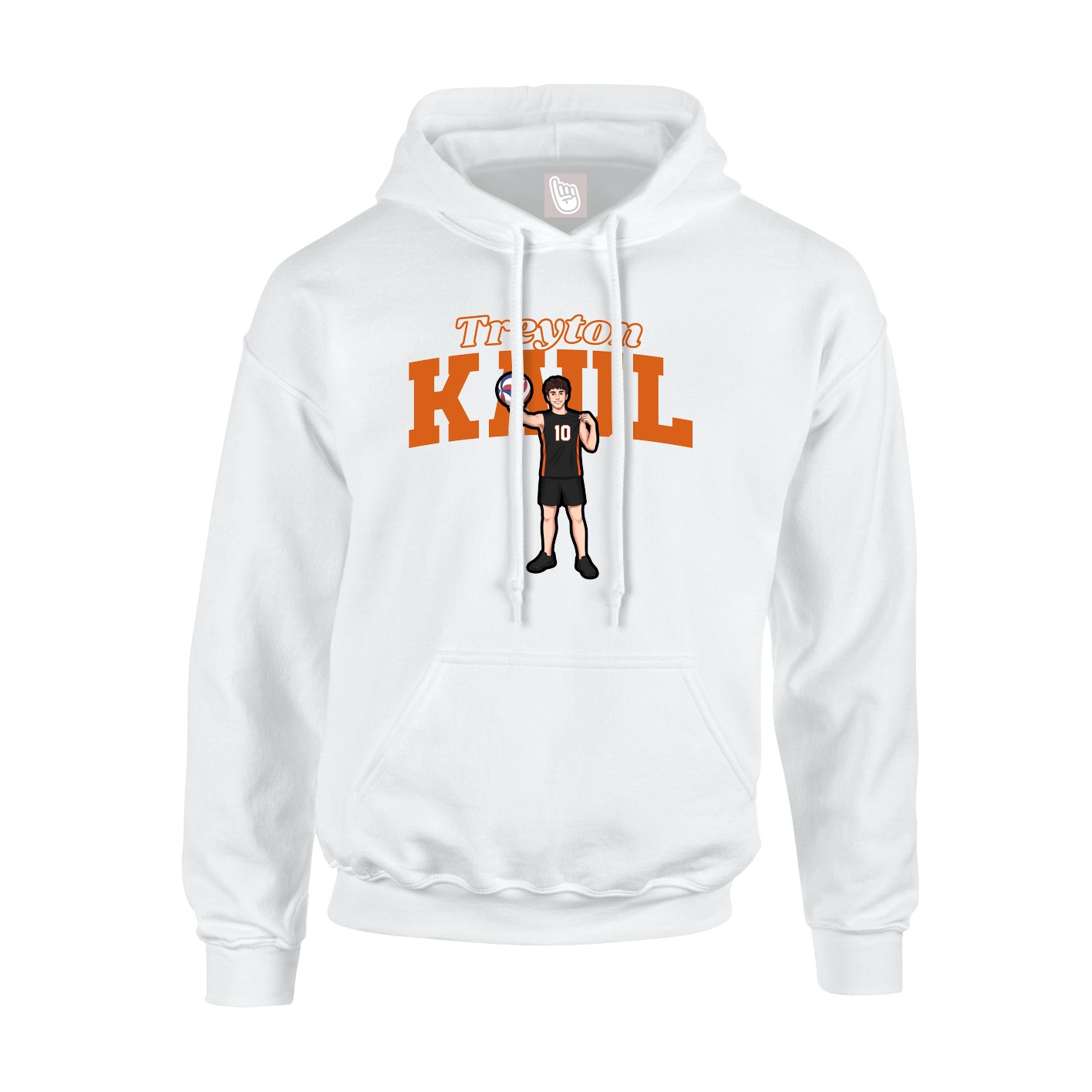 Youth Hoodie — Name Arch in White