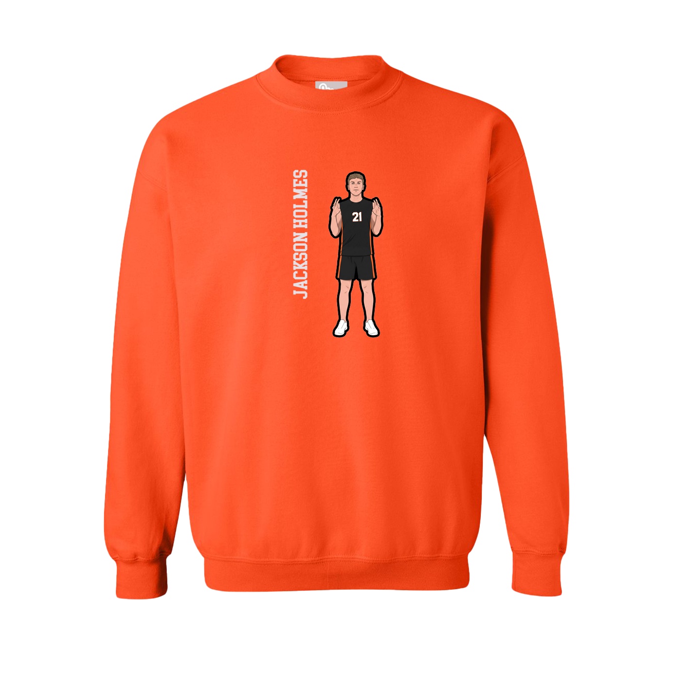 Fleece Crew — Name Vertical in Orange