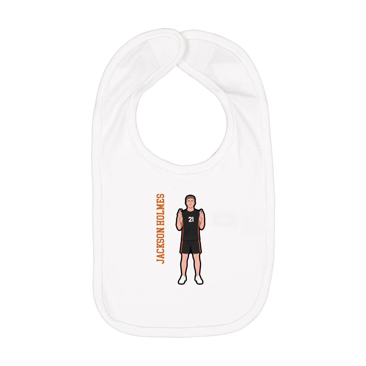 Infant Bib — Name Vertical in White