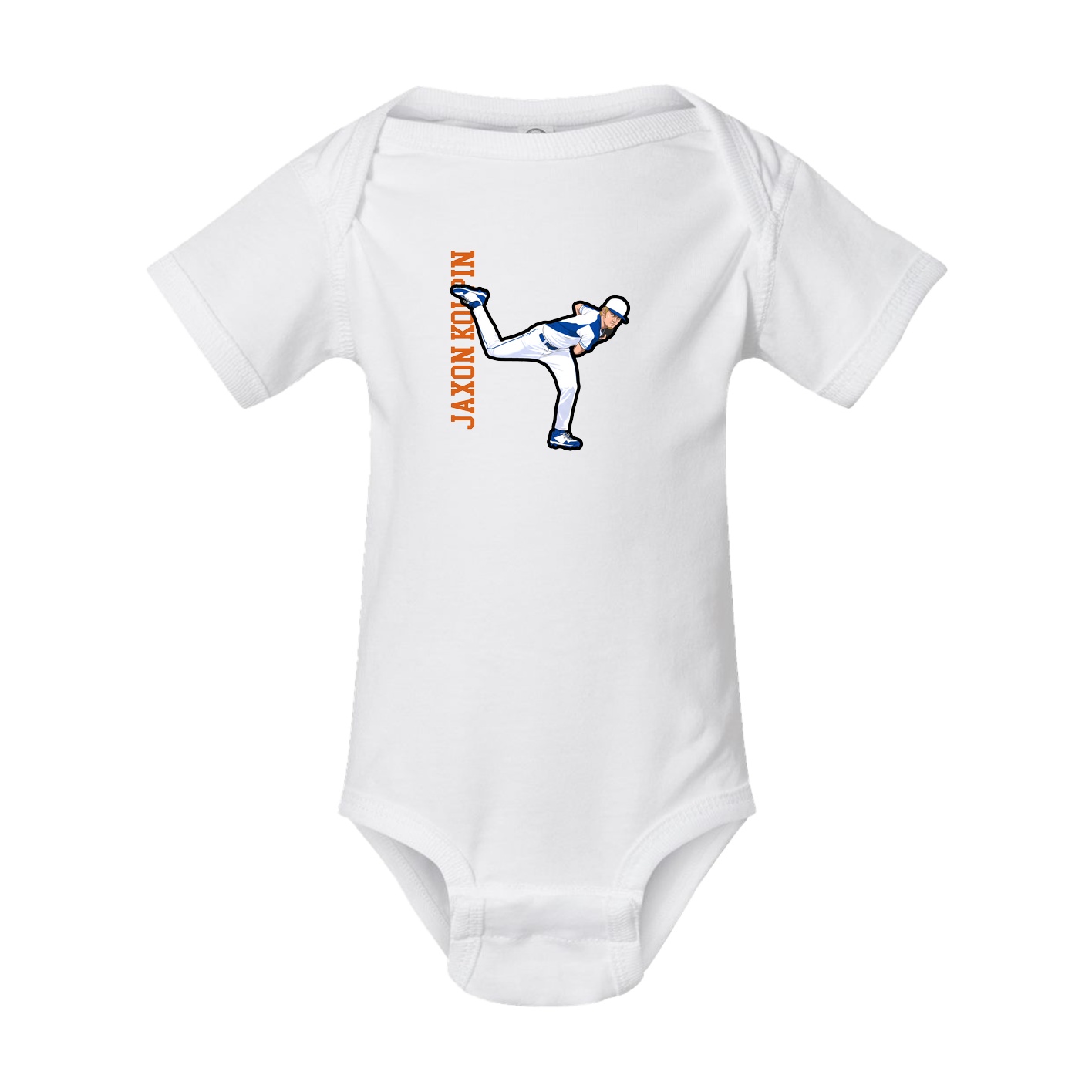 Baby Onesie — Name Vertical in White