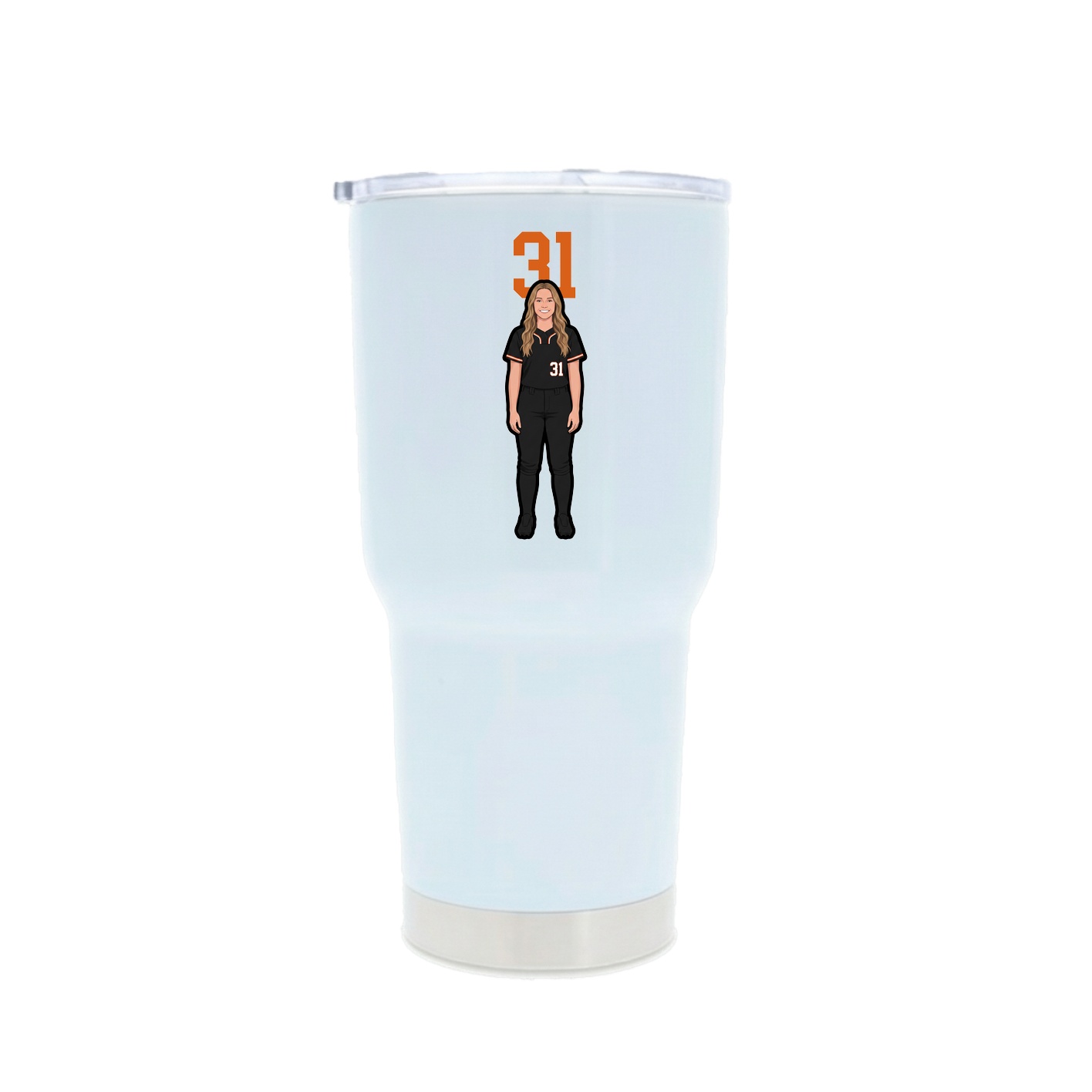 30oz Stainless Steel Tumbler — Number Top in White
