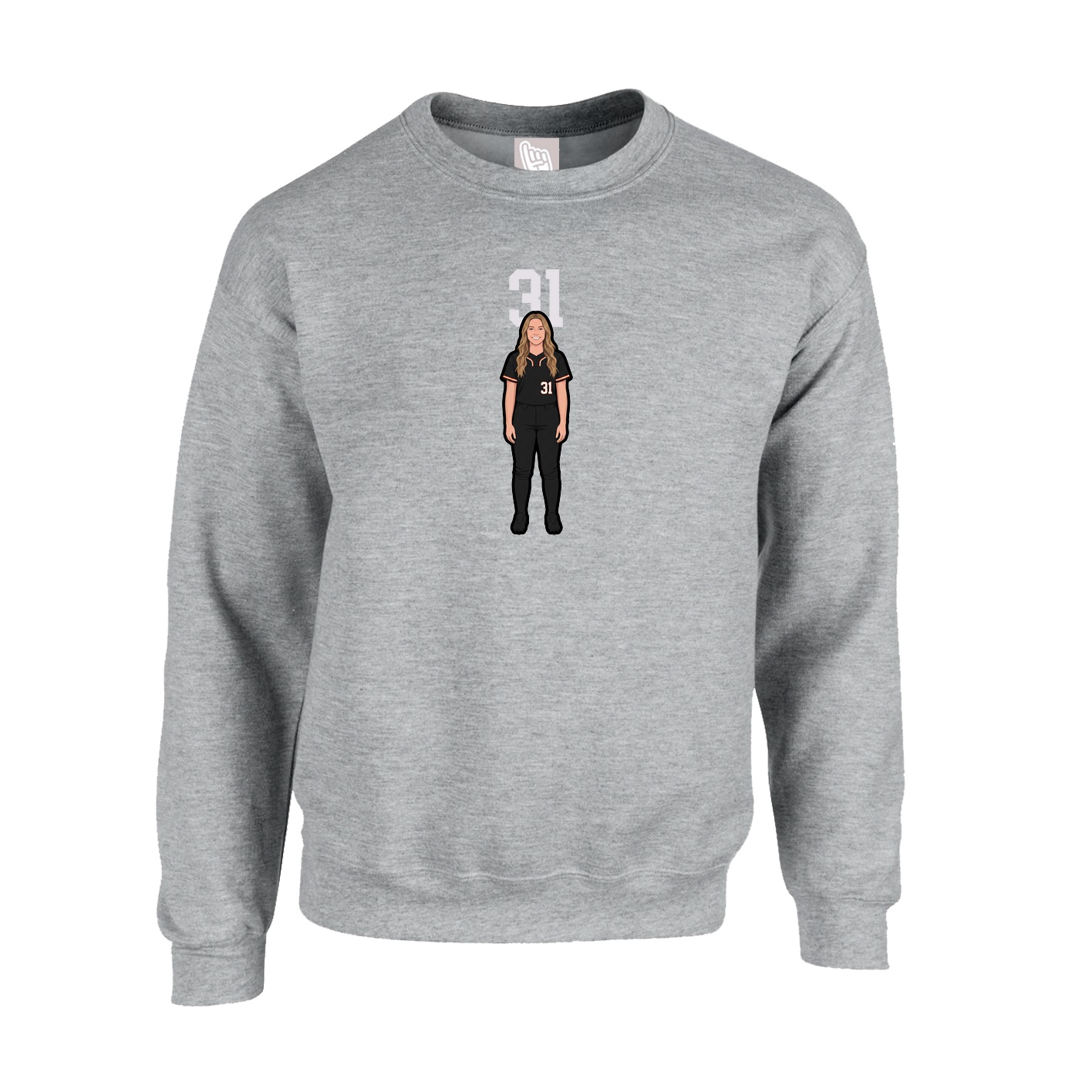 Fleece Crew — Number Top in Grey