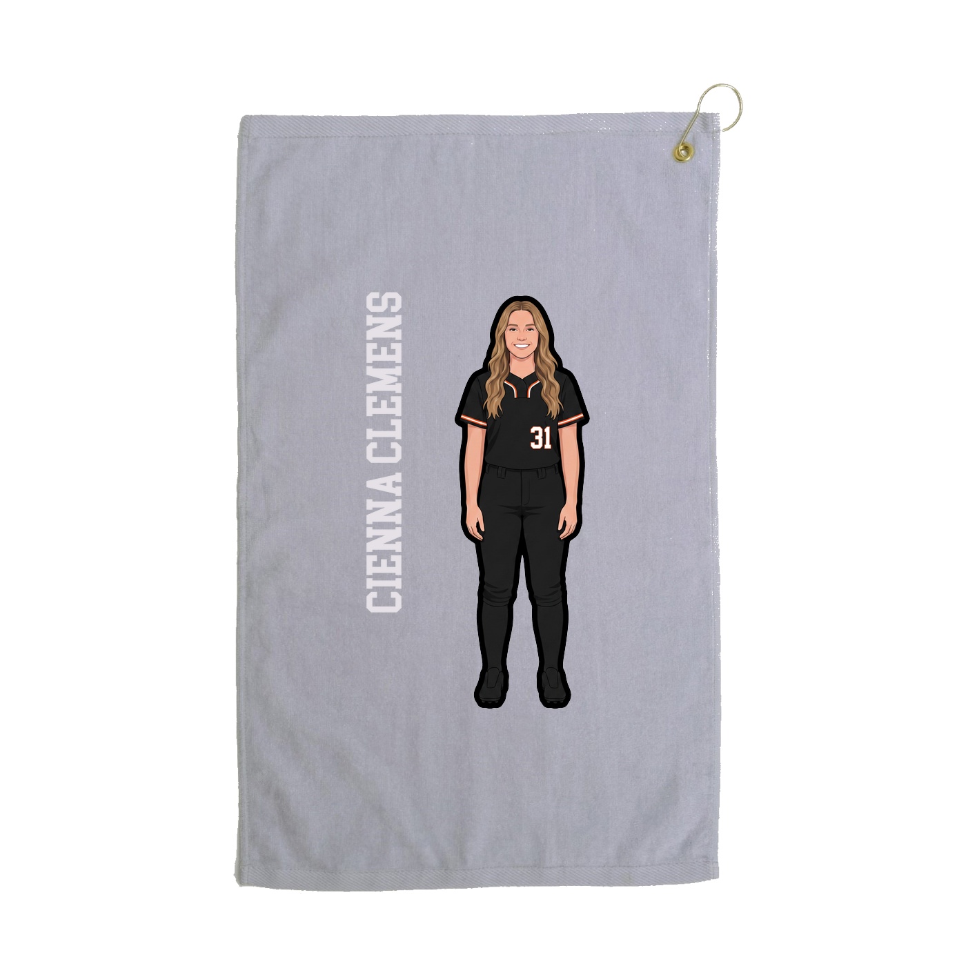 Golf Towel — Name Vertical in Grey