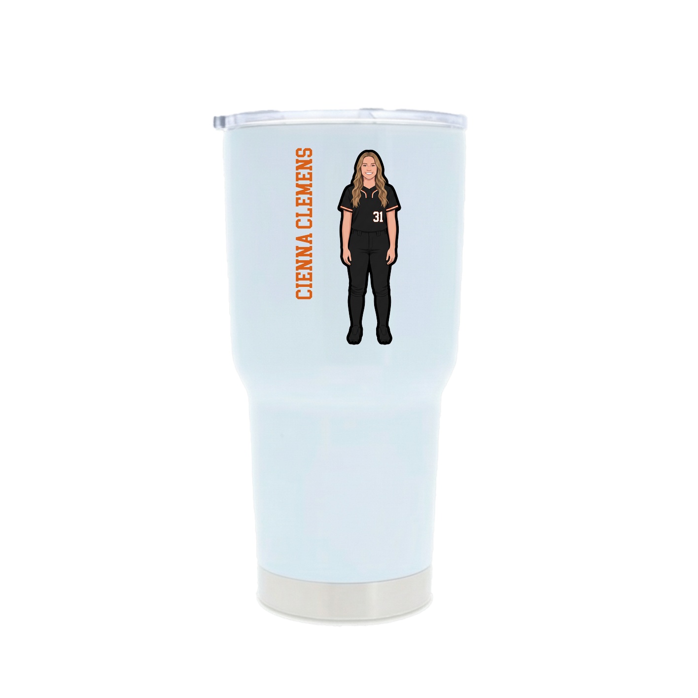 30oz Stainless Steel Tumbler — Name Vertical in White