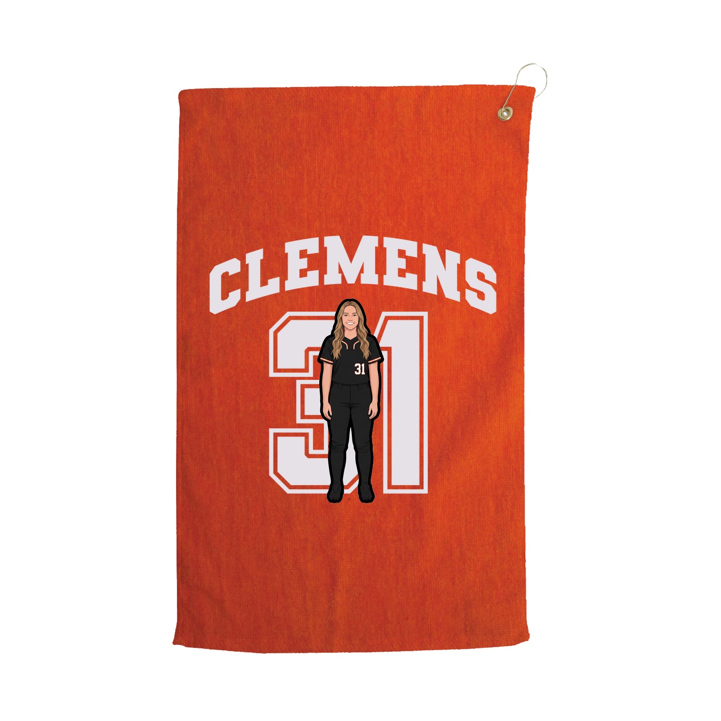 Golf Towel — Number in Orange