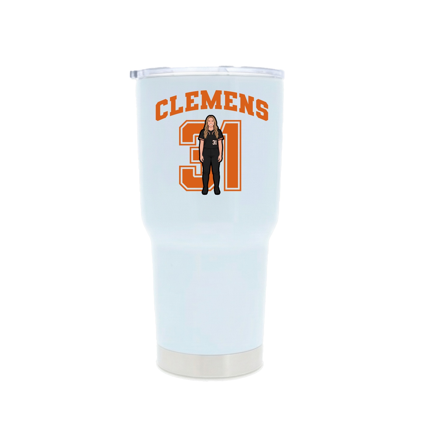 30oz Stainless Steel Tumbler — Number in White