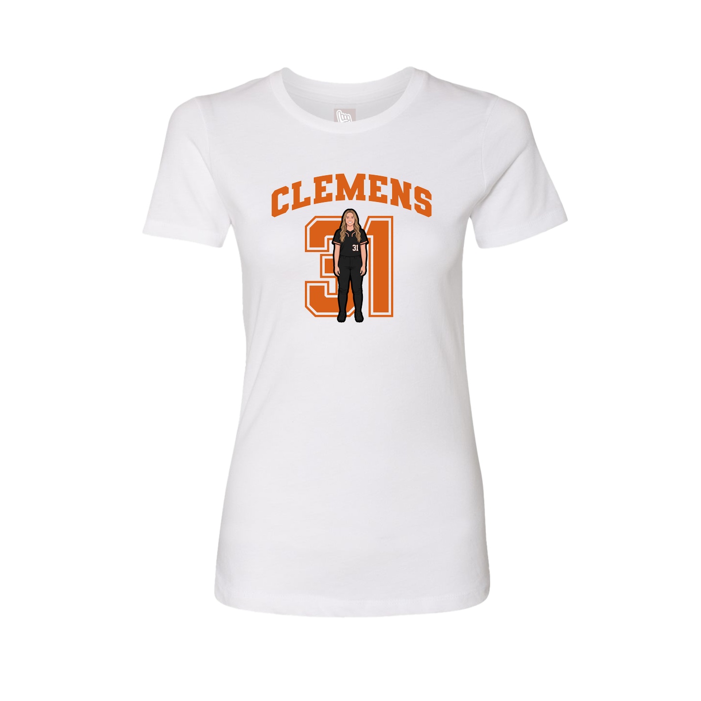 Fitted Women's Tee — Number in White