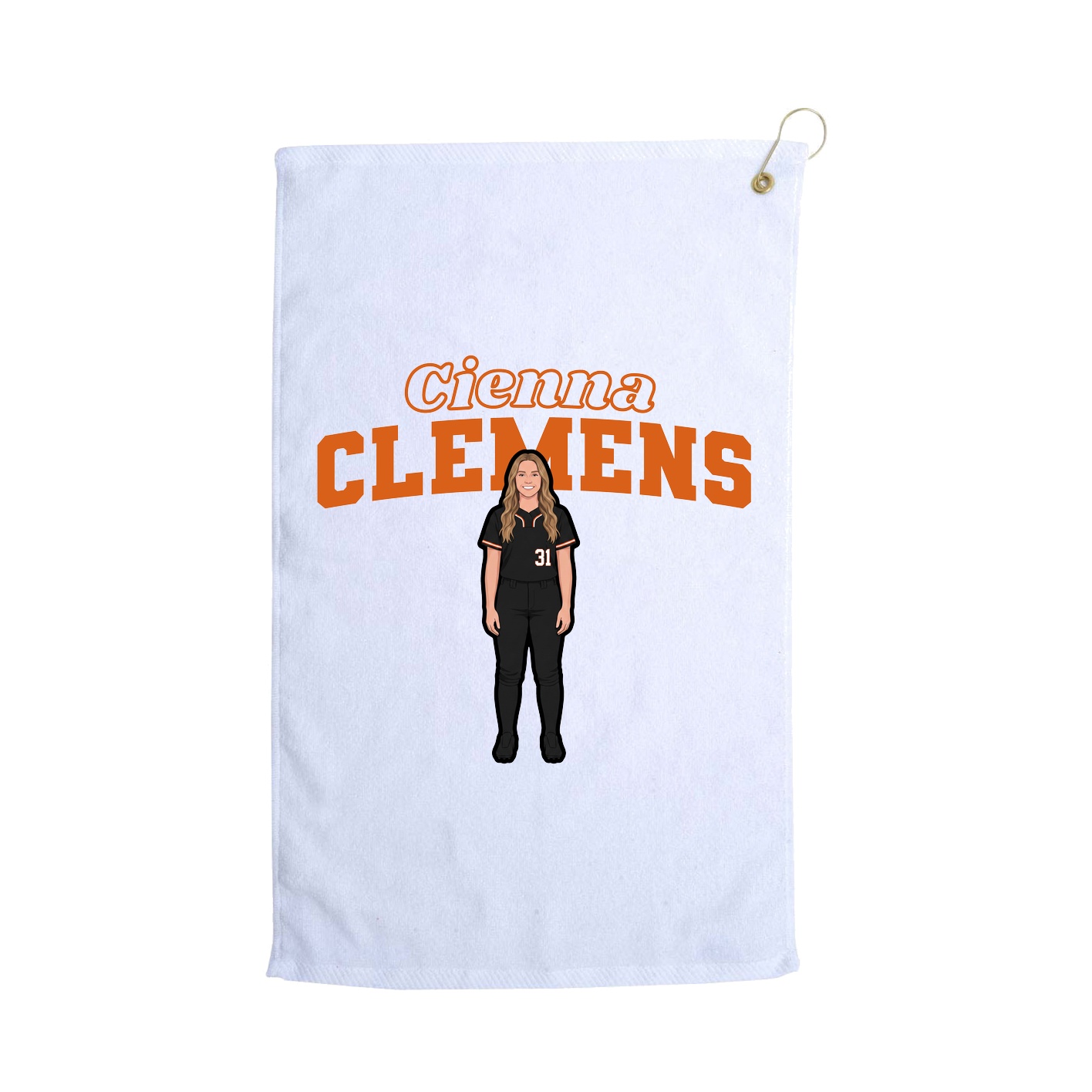 Golf Towel — Name Arch in White