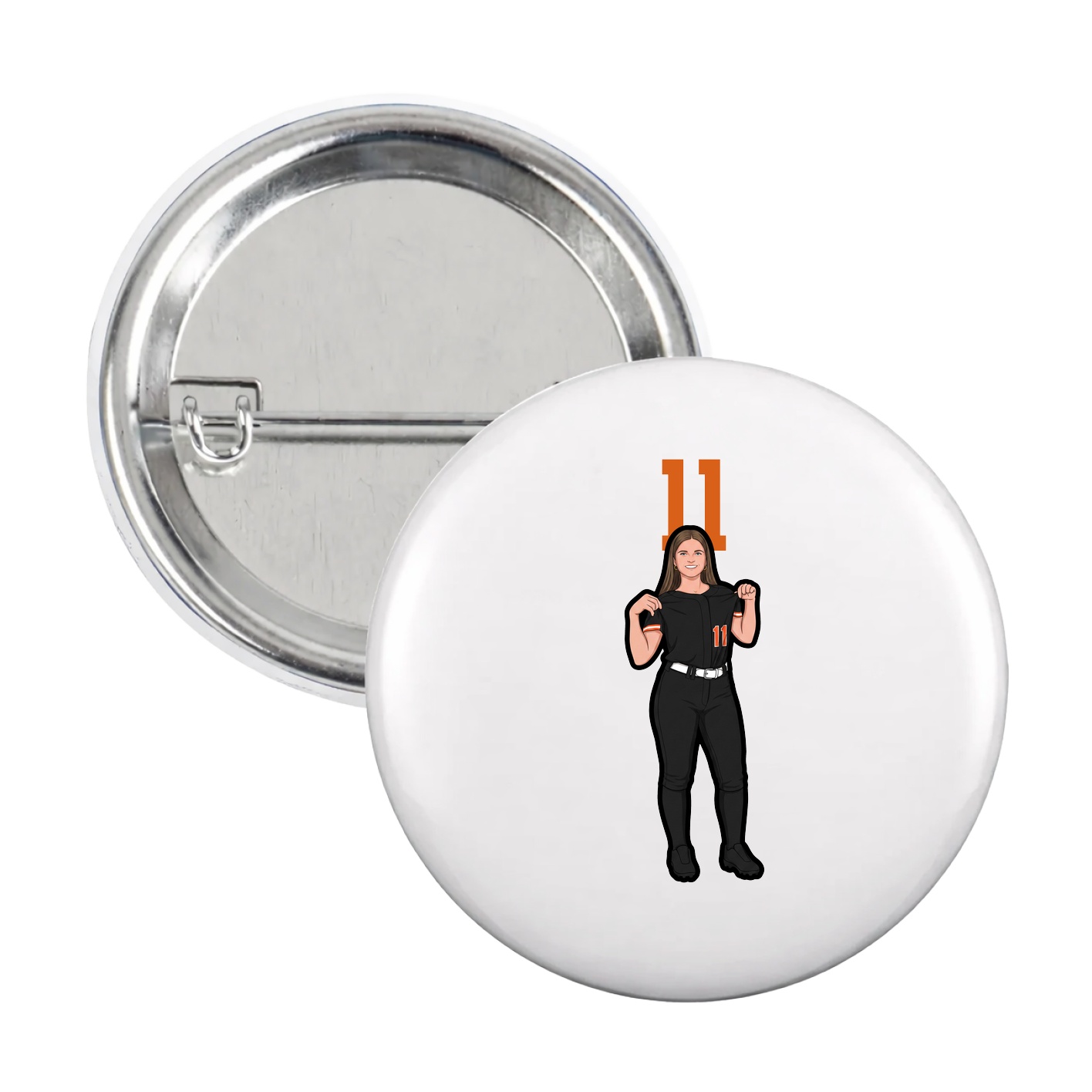 Game Day Button — Number Top in White