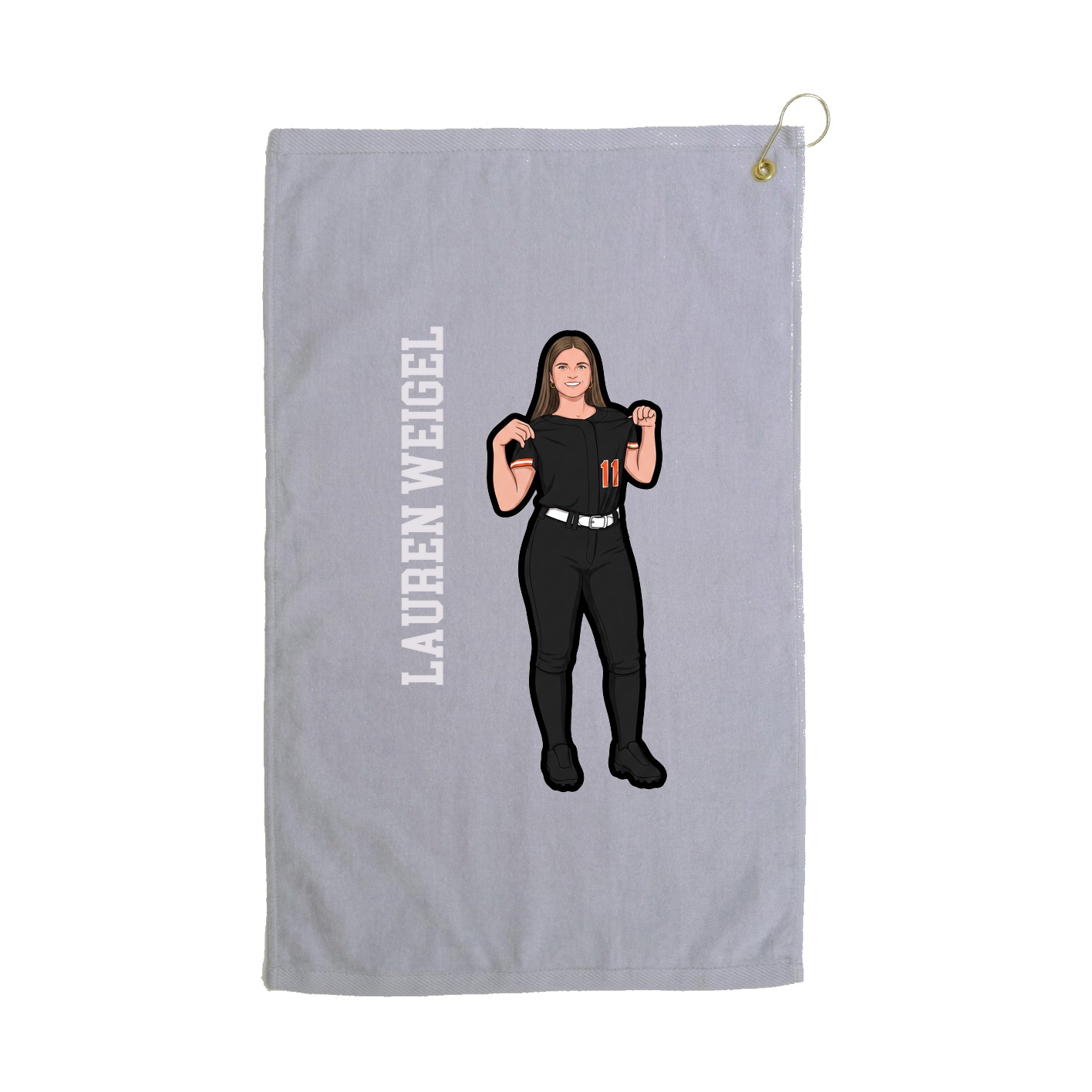 Golf Towel — Name Vertical in Grey