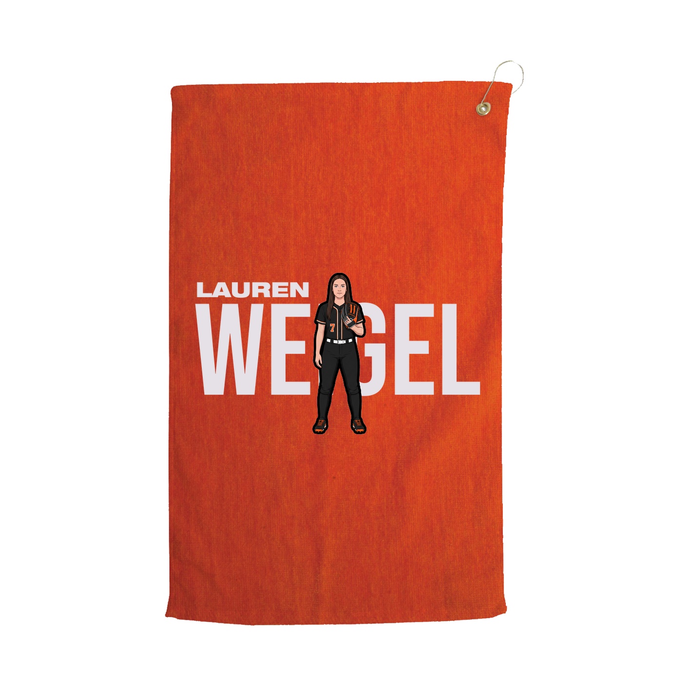 Golf Towel — Player Name in Orange