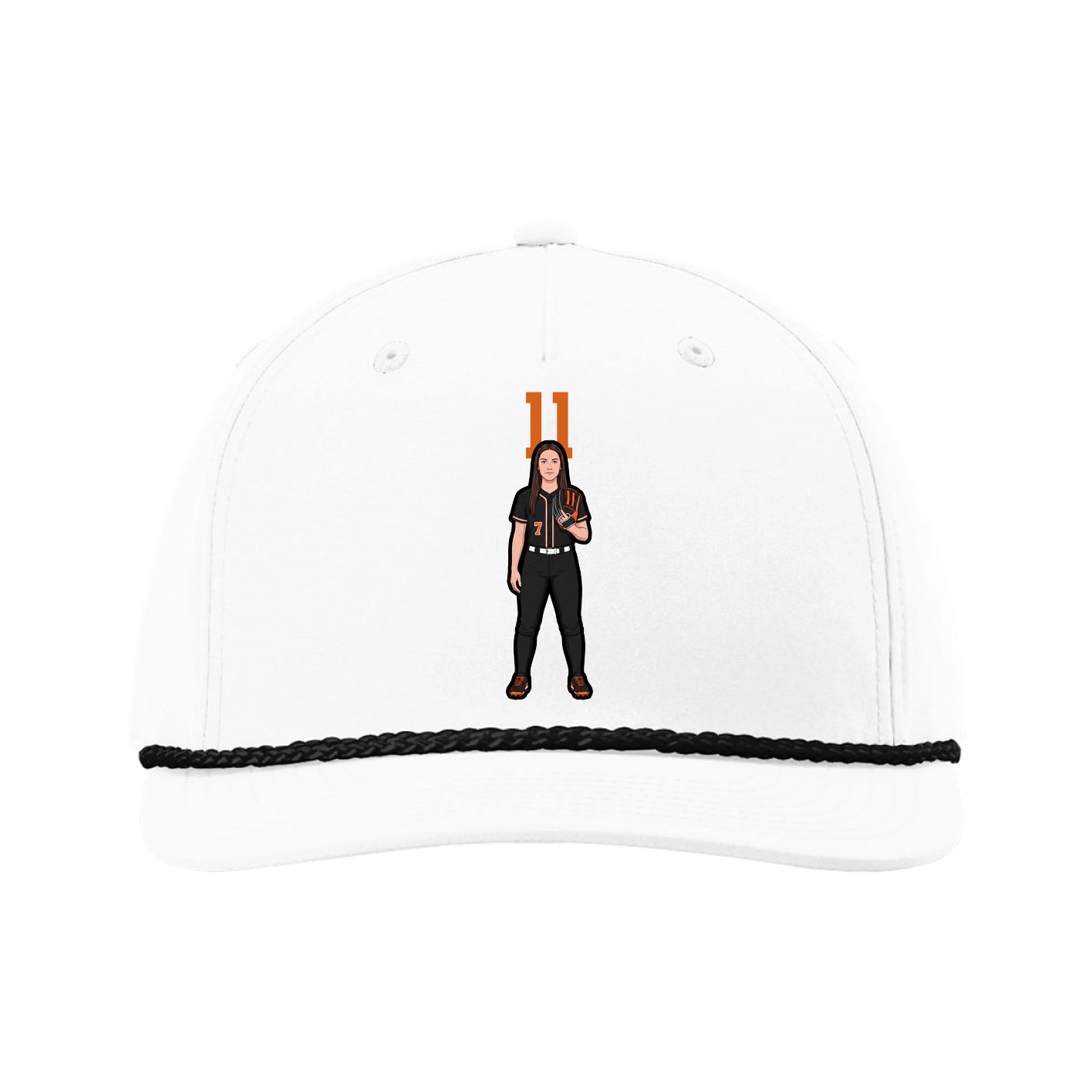 Five-Panel Classic Rope Cap — Number Top in White