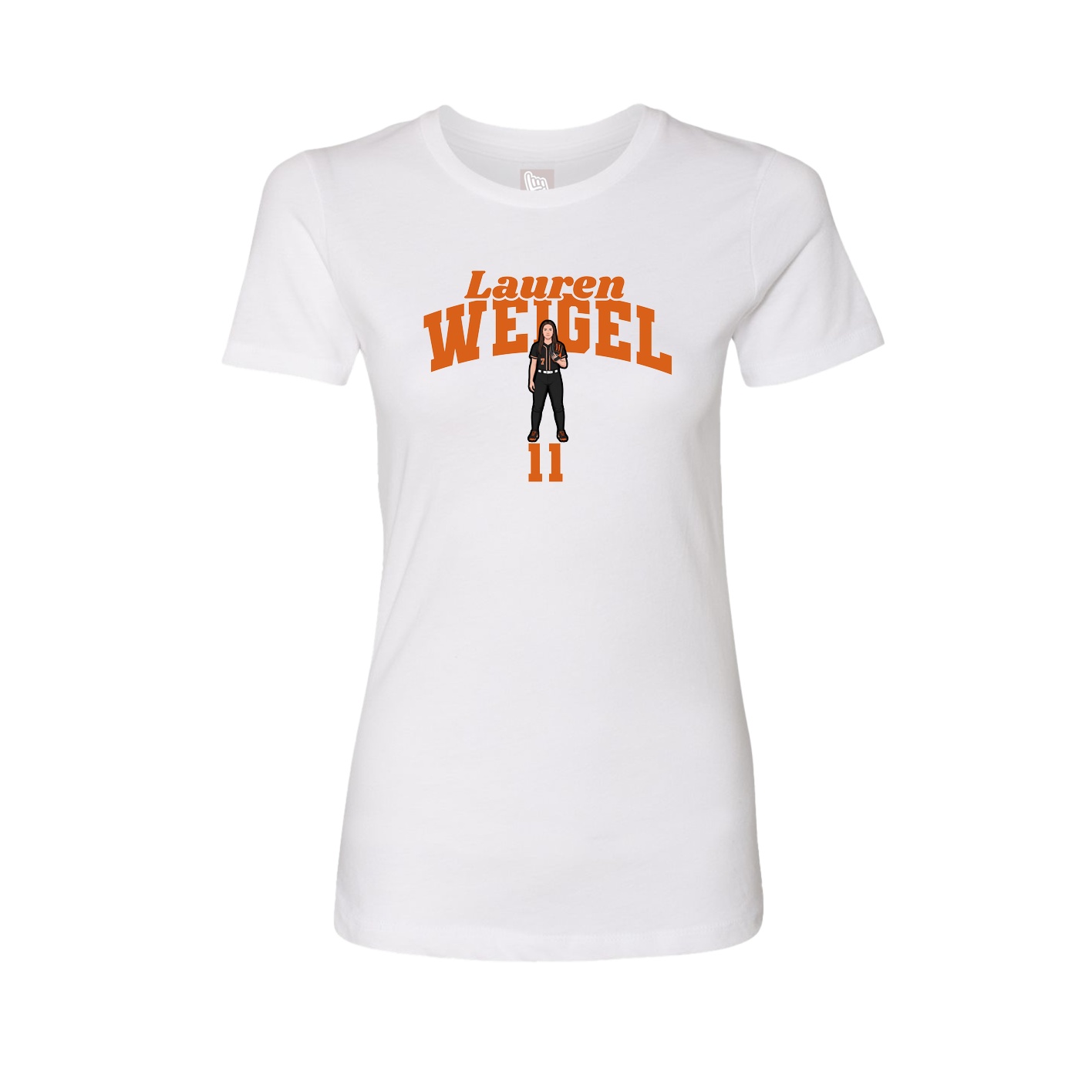 Fitted Women's Tee — Signature Arch in White