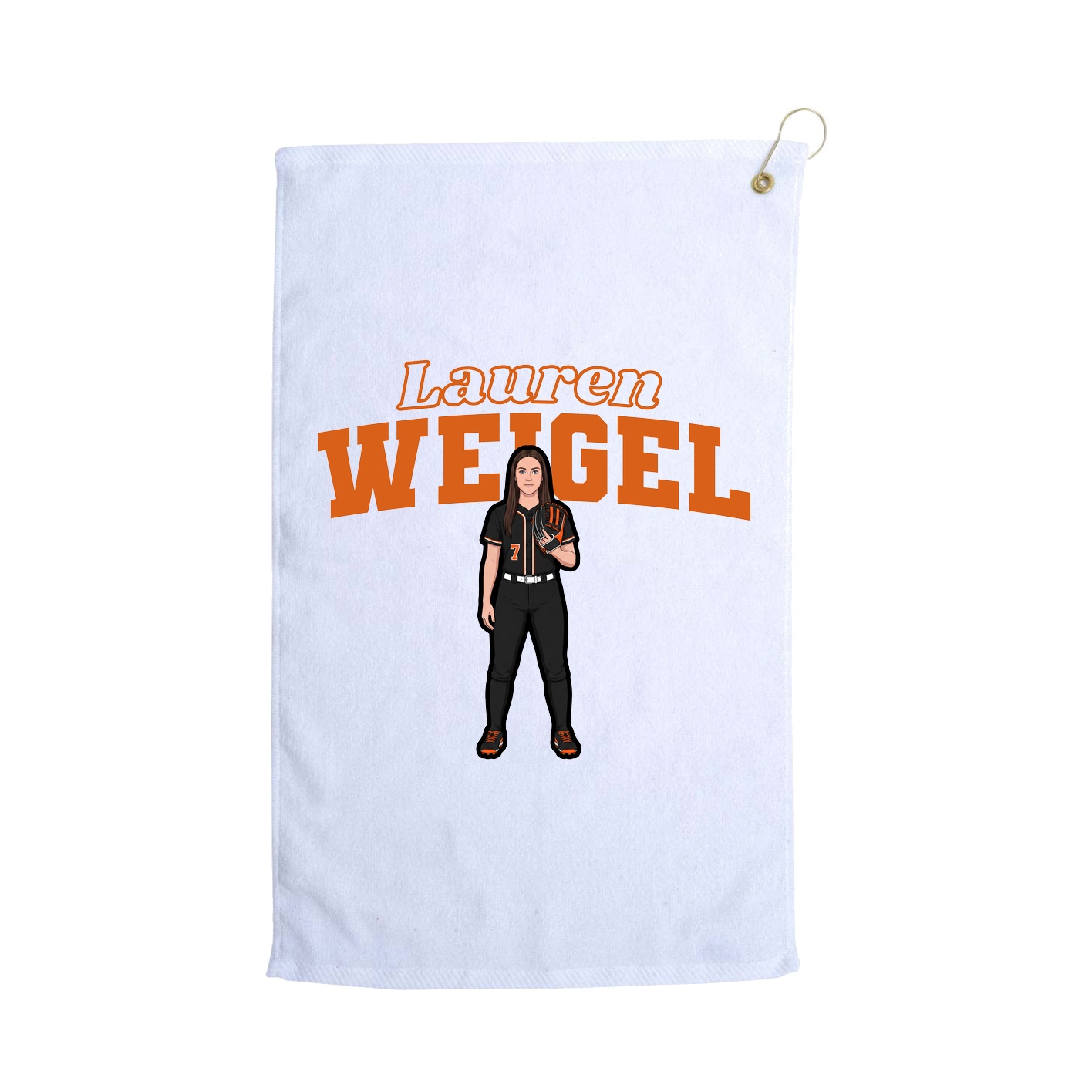Golf Towel — Name Arch in White