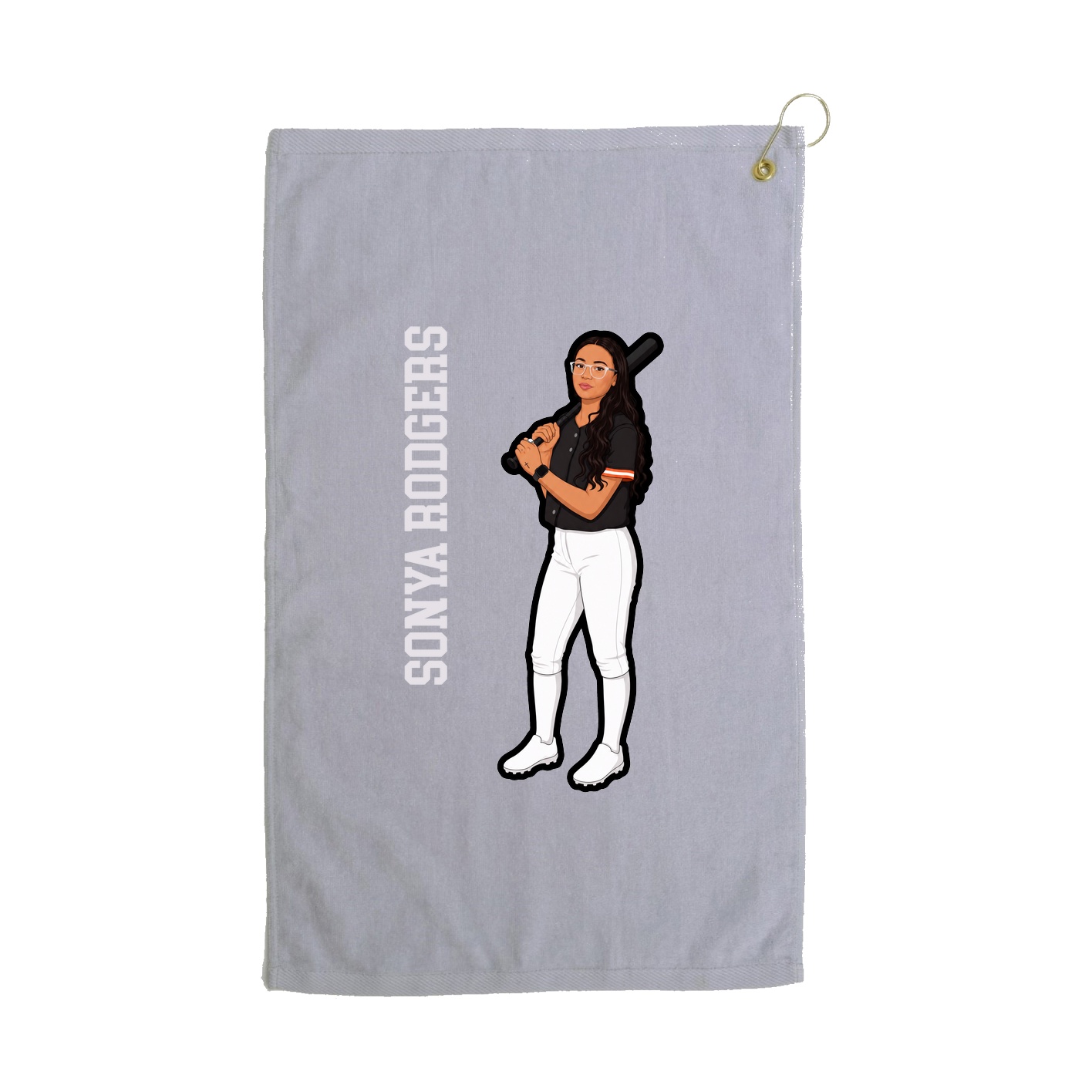 Golf Towel — Name Vertical in Grey