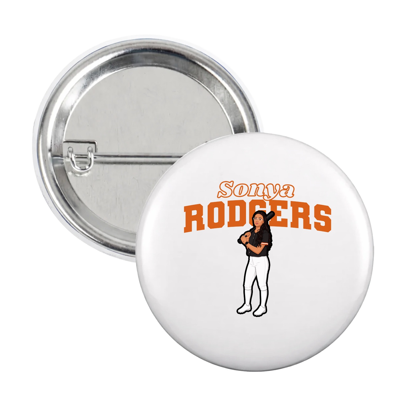 Game Day Button — Name Arch in White