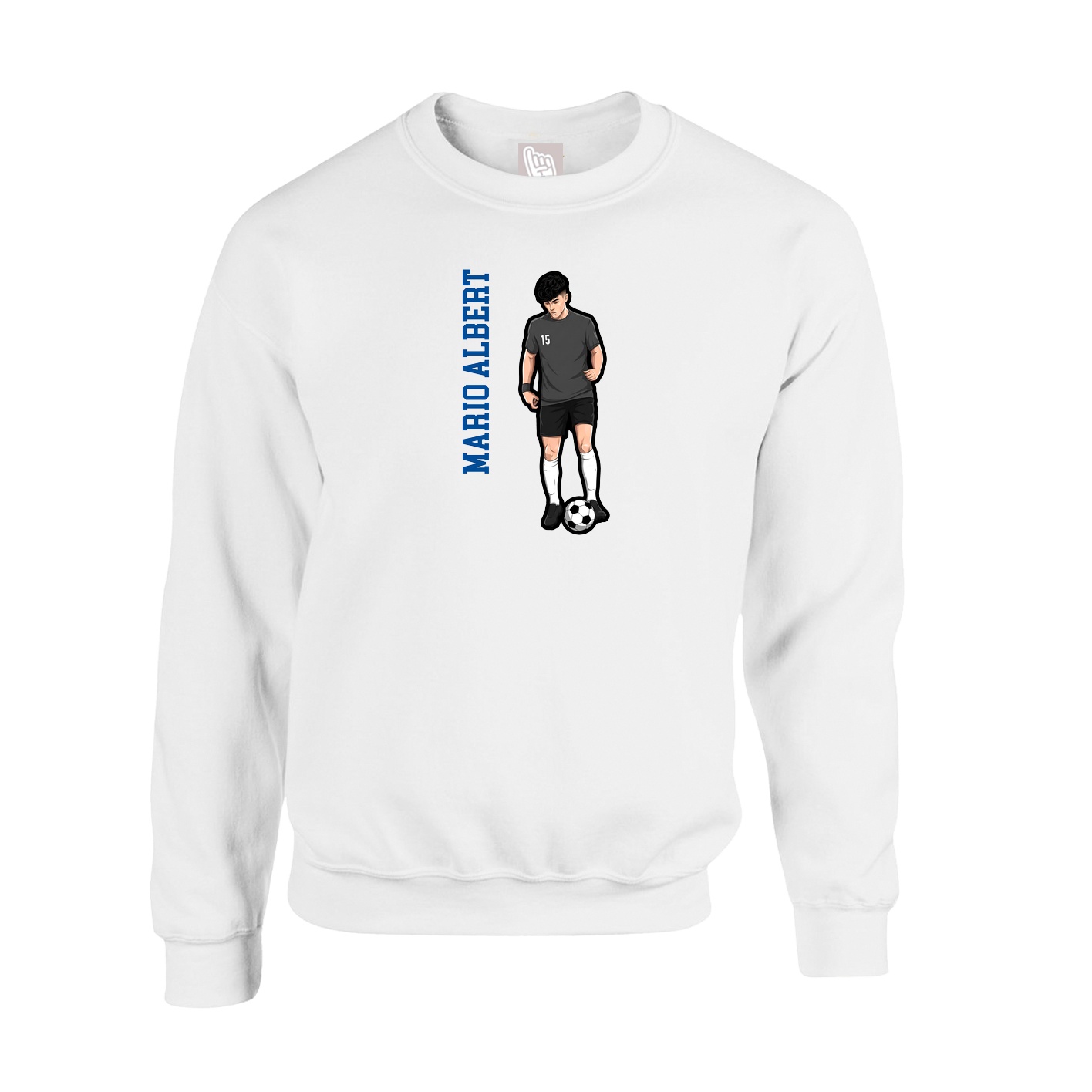 Fleece Crew — Name Vertical in White