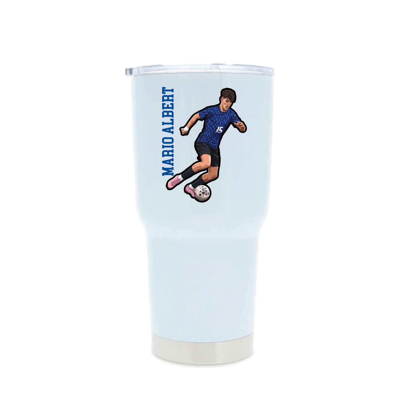 30oz Stainless Steel Tumbler — Name Vertical in White