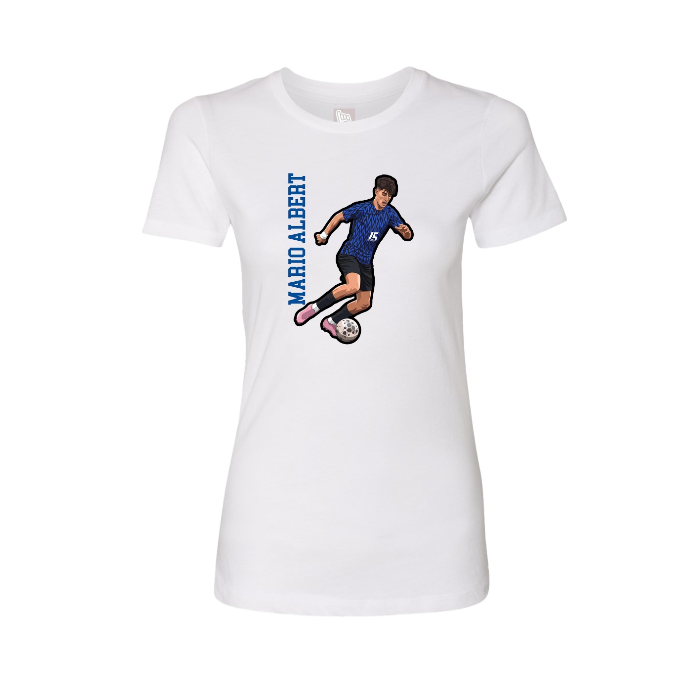Fitted Women's Tee — Name Vertical in White