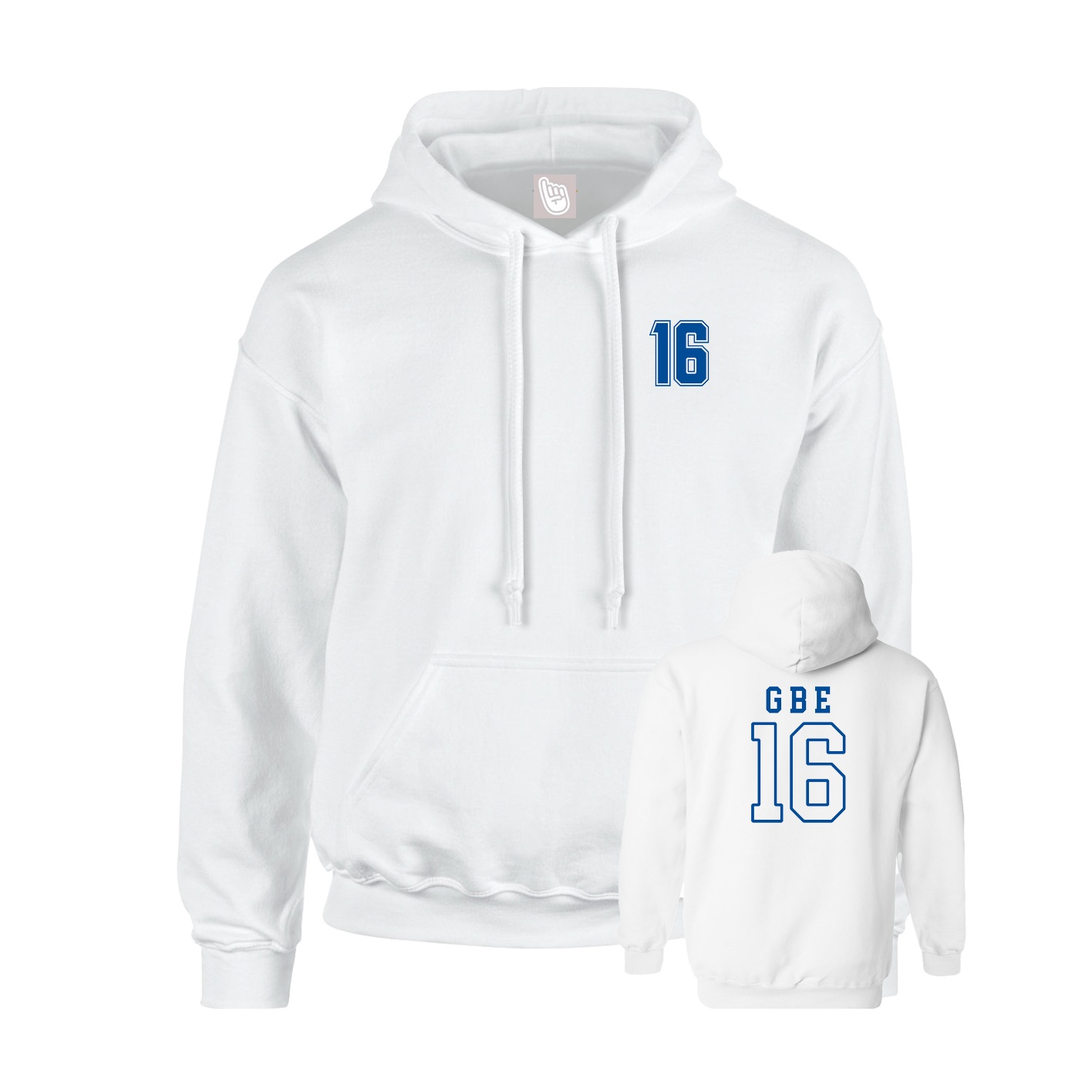 Youth Hoodie — Chest Back in White