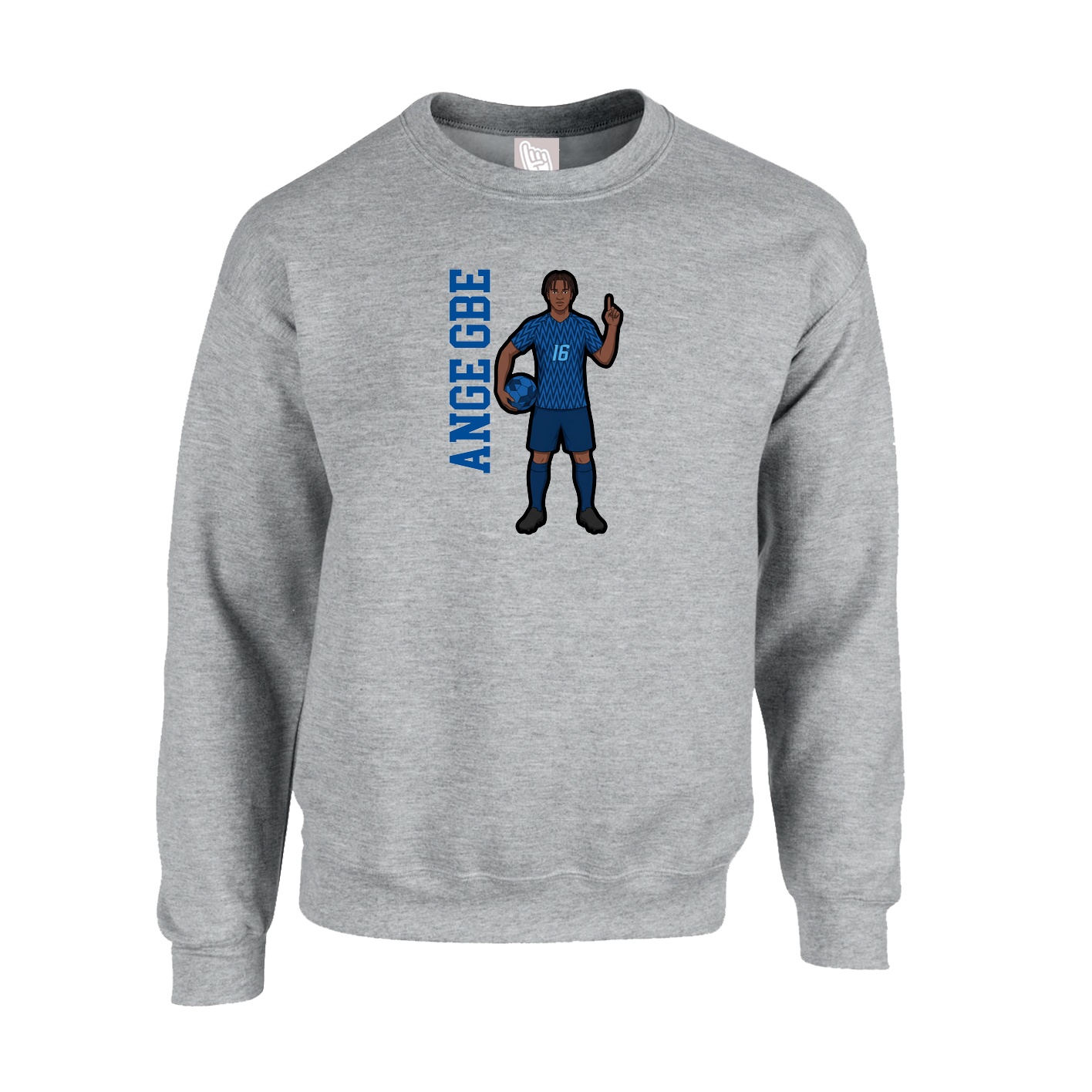 Fleece Crew — Name Vertical in Grey