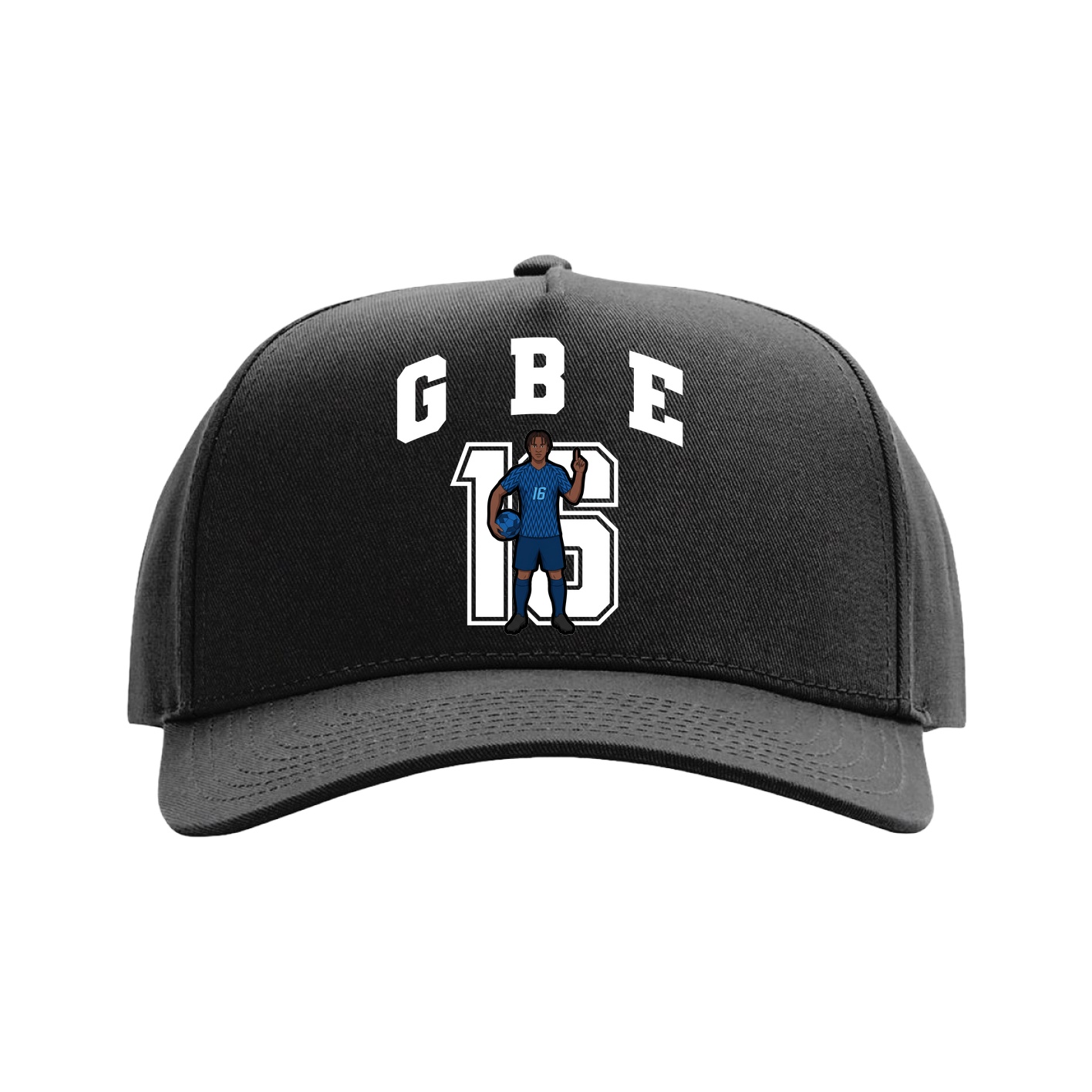Full Fabric Five-Panel Champ Cap — Number in Black