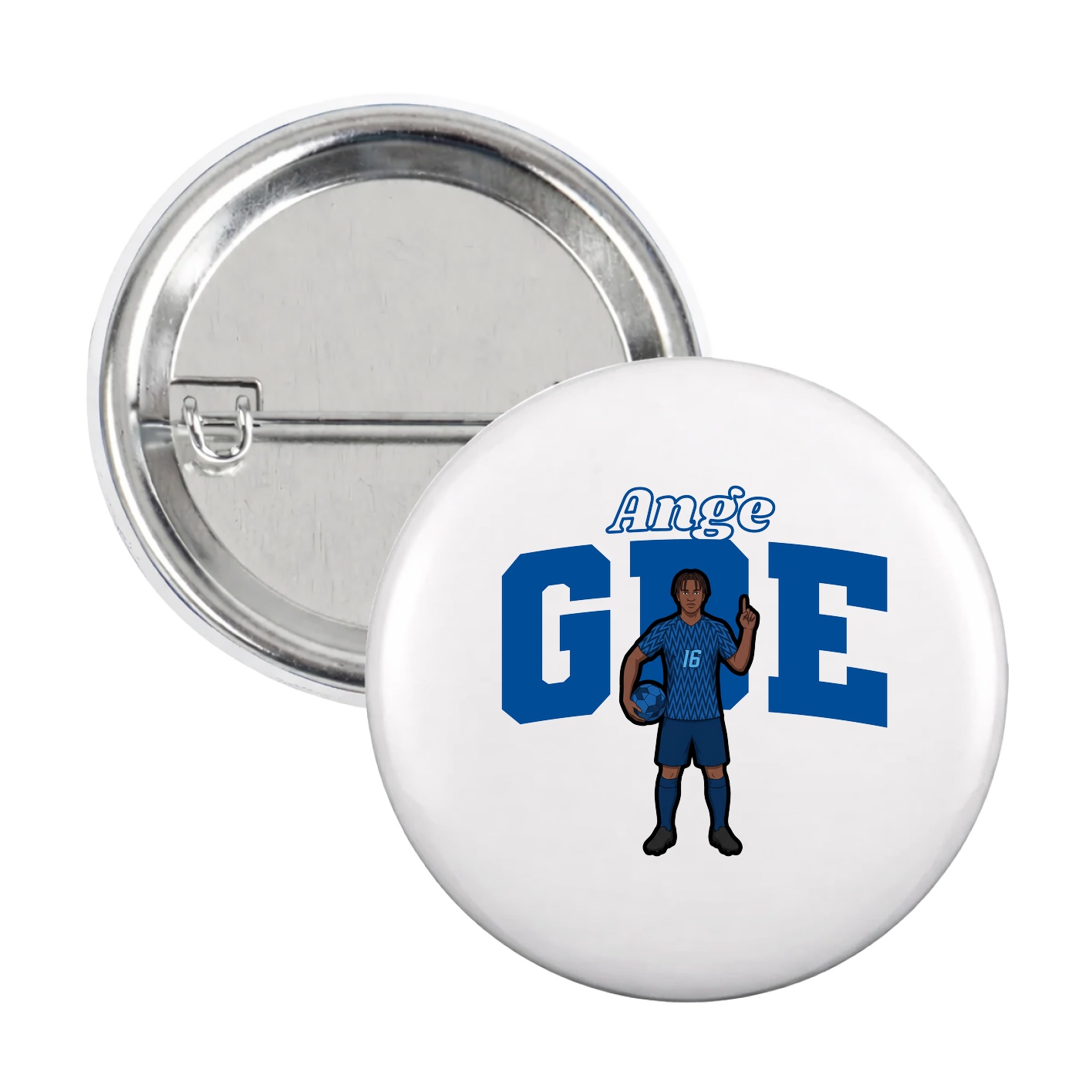 Game Day Button — Name Arch in White