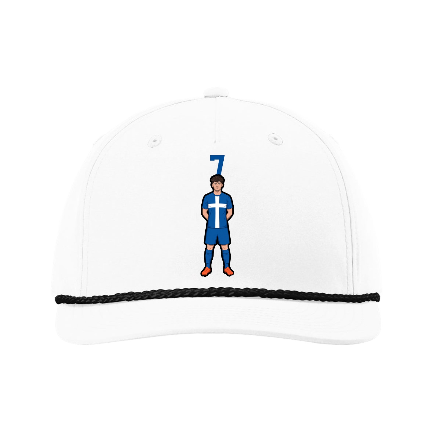 Five-Panel Classic Rope Cap — Number Top in White