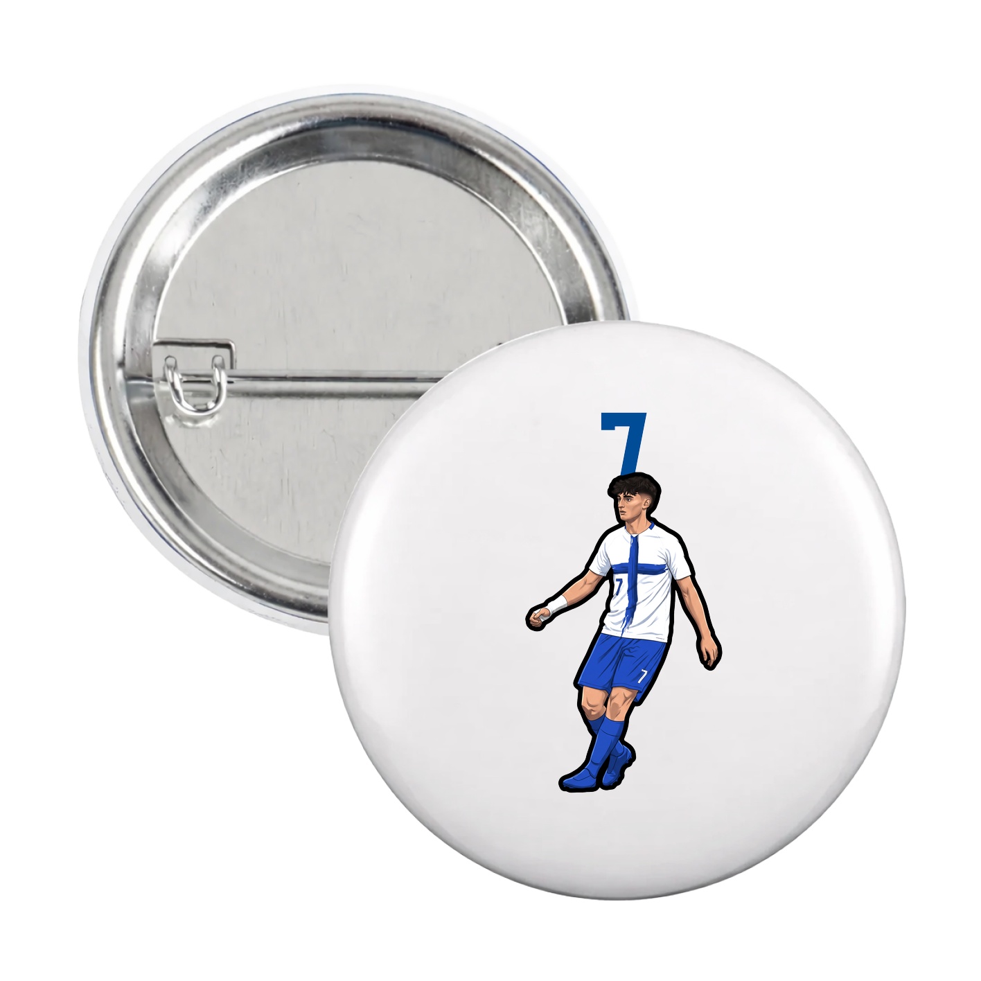 Game Day Button — Number Top in White
