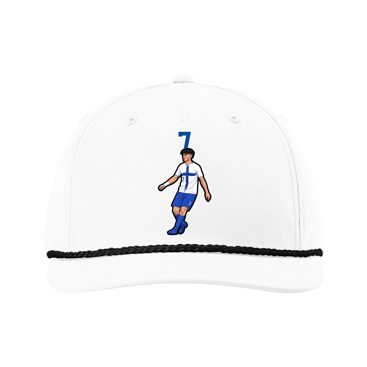 Five-Panel Classic Rope Cap — Number Top in White