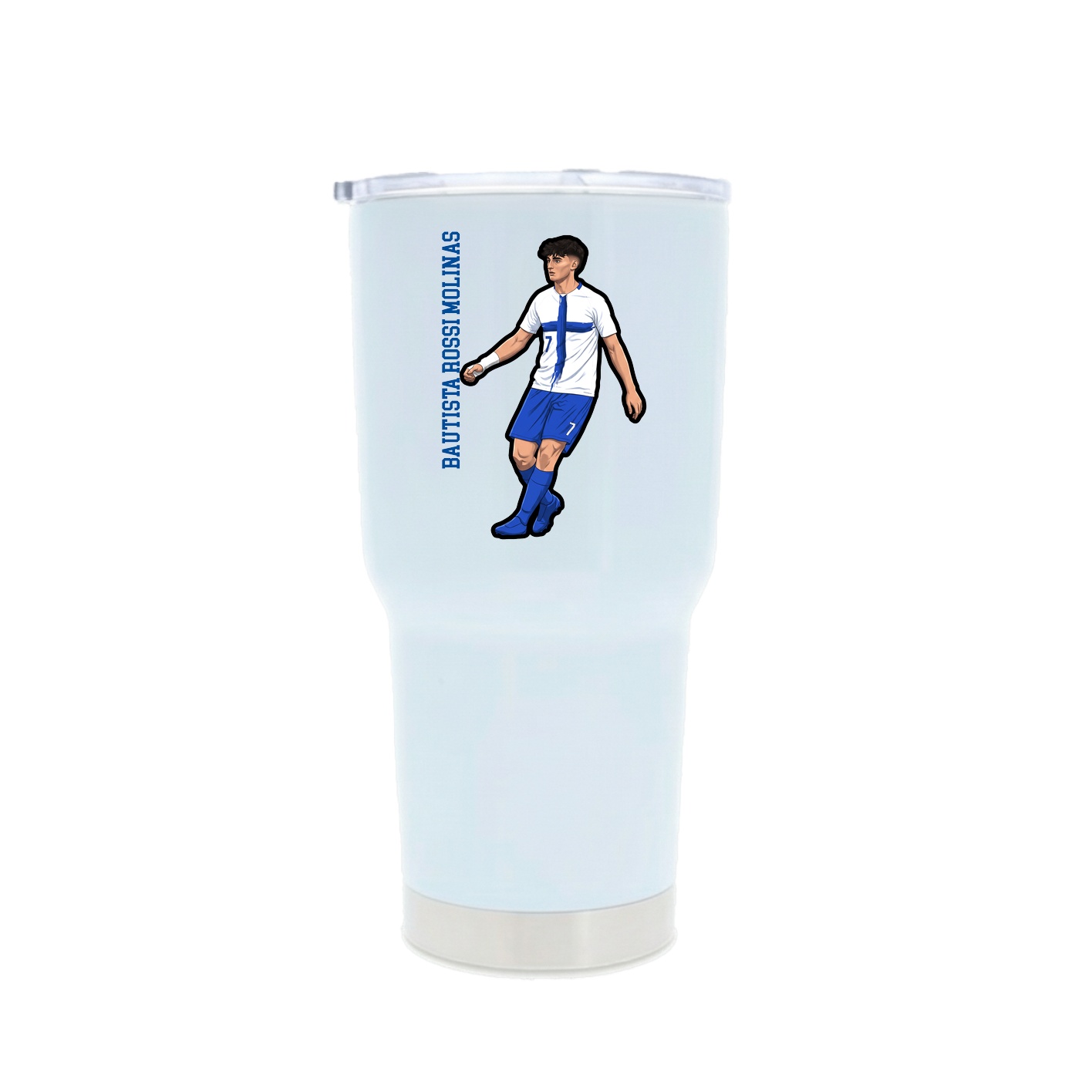 30oz Stainless Steel Tumbler — Name Vertical in White