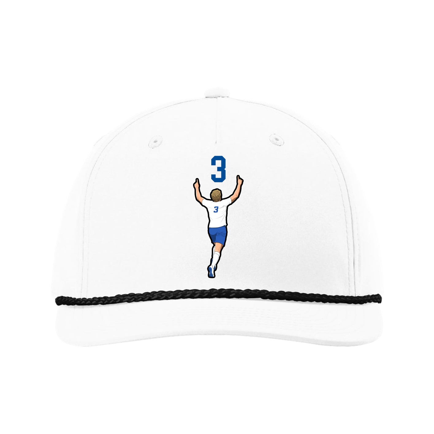 Five-Panel Classic Rope Cap — Number Top in White