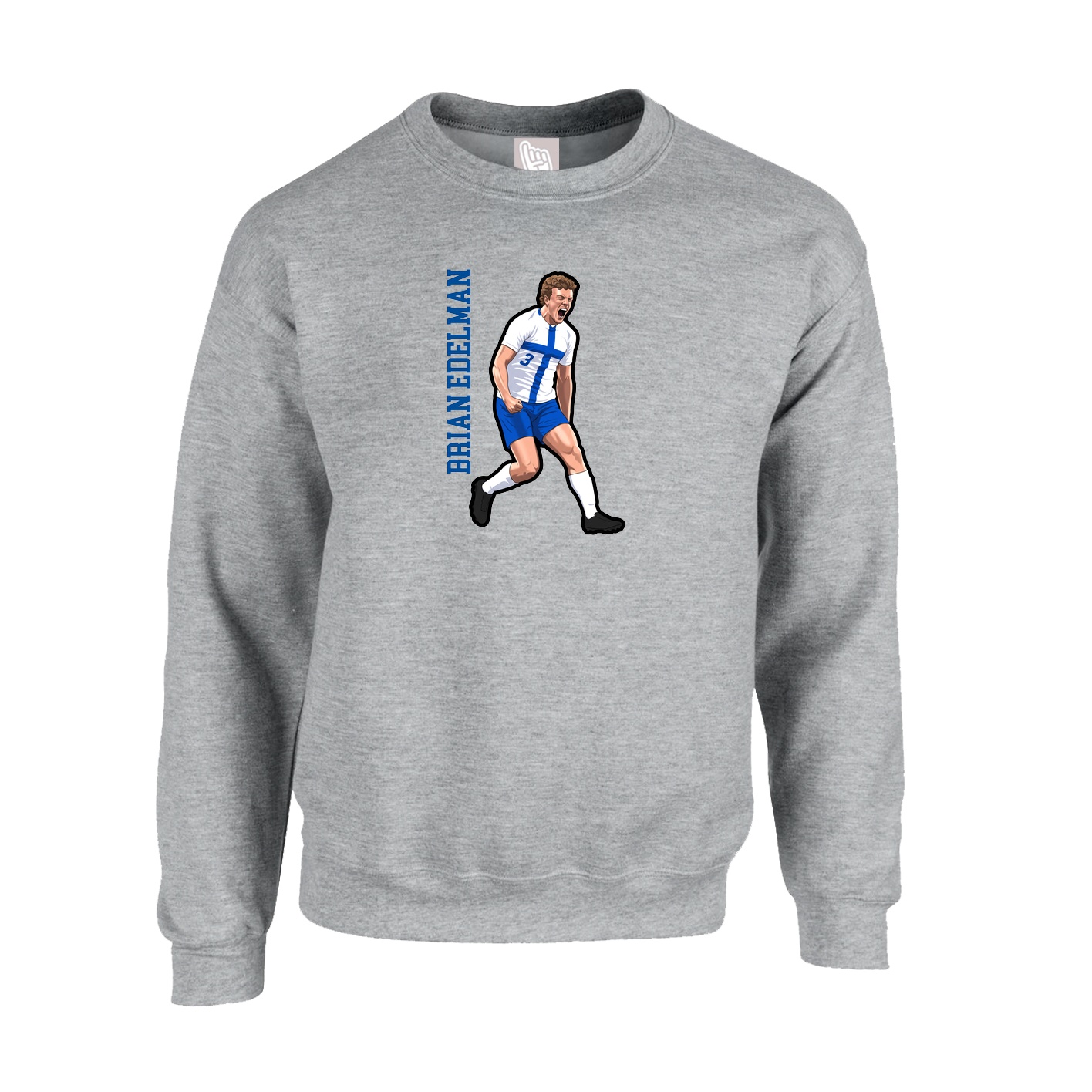 Fleece Crew — Name Vertical in Grey