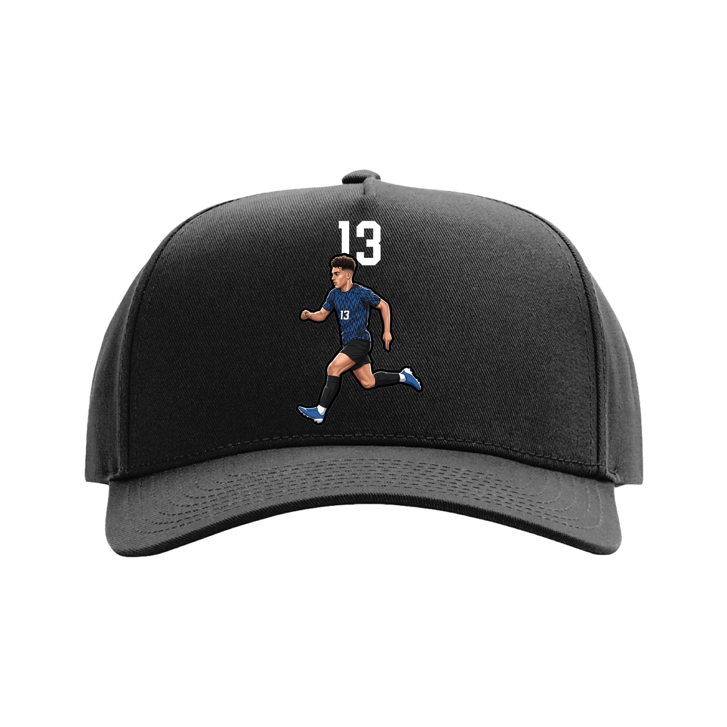 Full Fabric Five-Panel Champ Cap — Number Top in Black