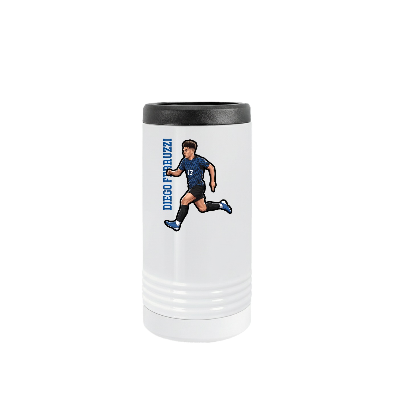 Slim Beverage Holder — Name Vertical in White
