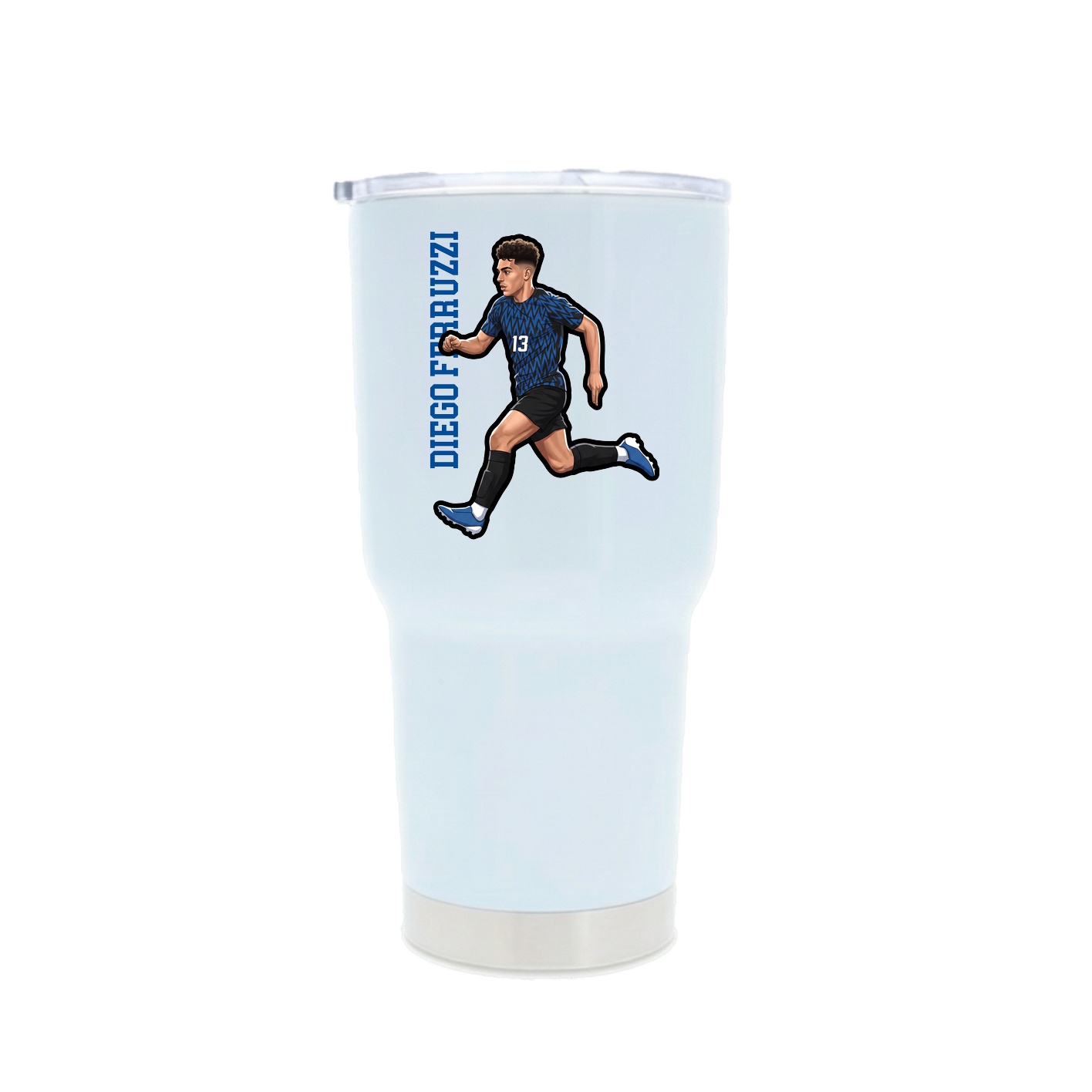 30oz Stainless Steel Tumbler — Name Vertical in White