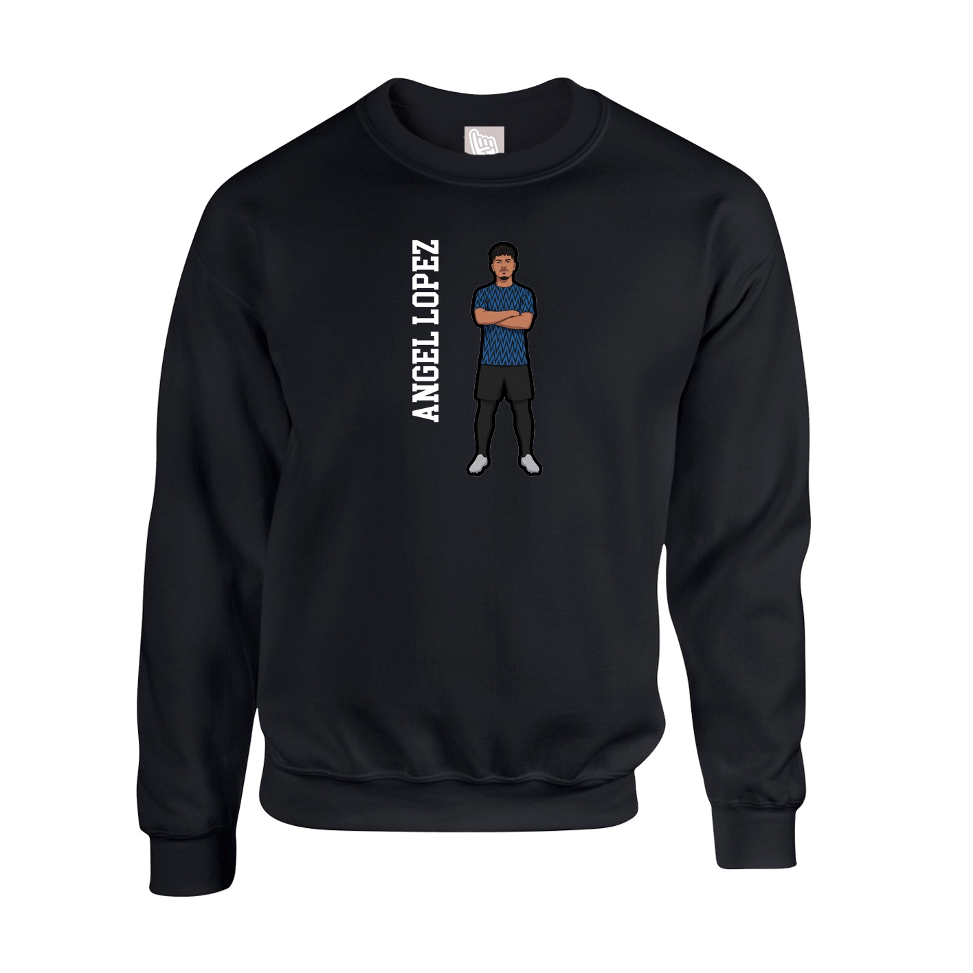 Fleece Crew — Name Vertical in Black