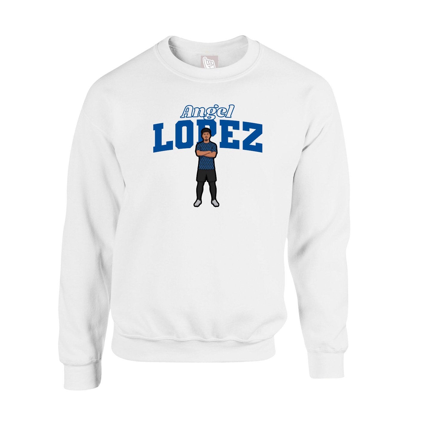 Fleece Crew — Name Arch in White