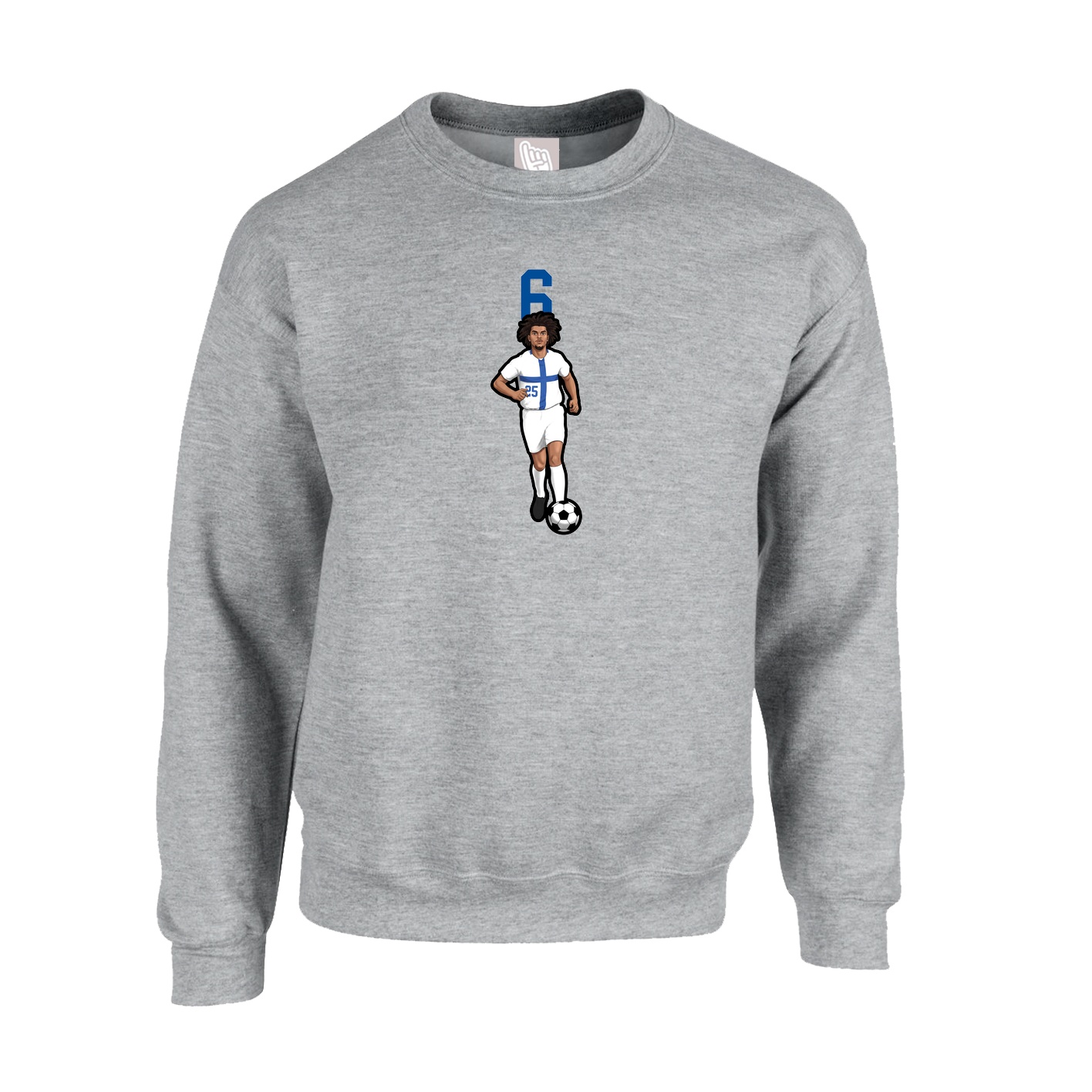 Fleece Crew — Number Top in Grey