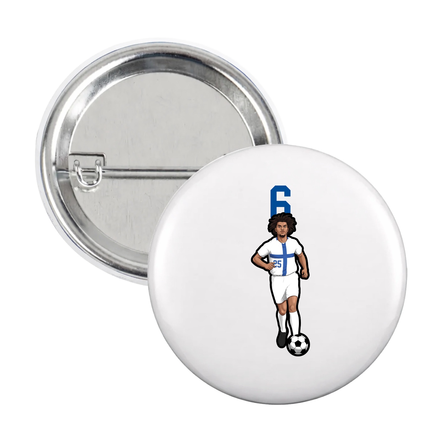 Game Day Button — Number Top in White