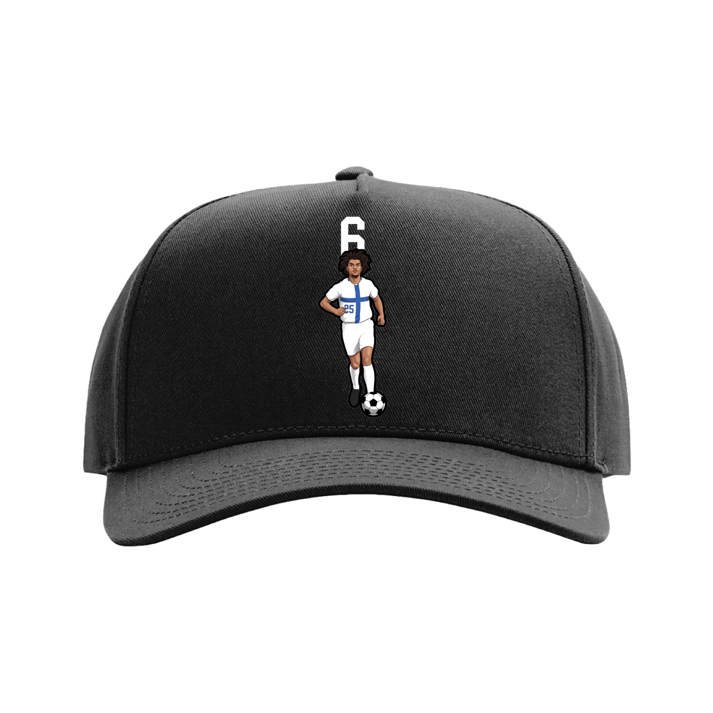 Full Fabric Five-Panel Champ Cap — Number Top in Black