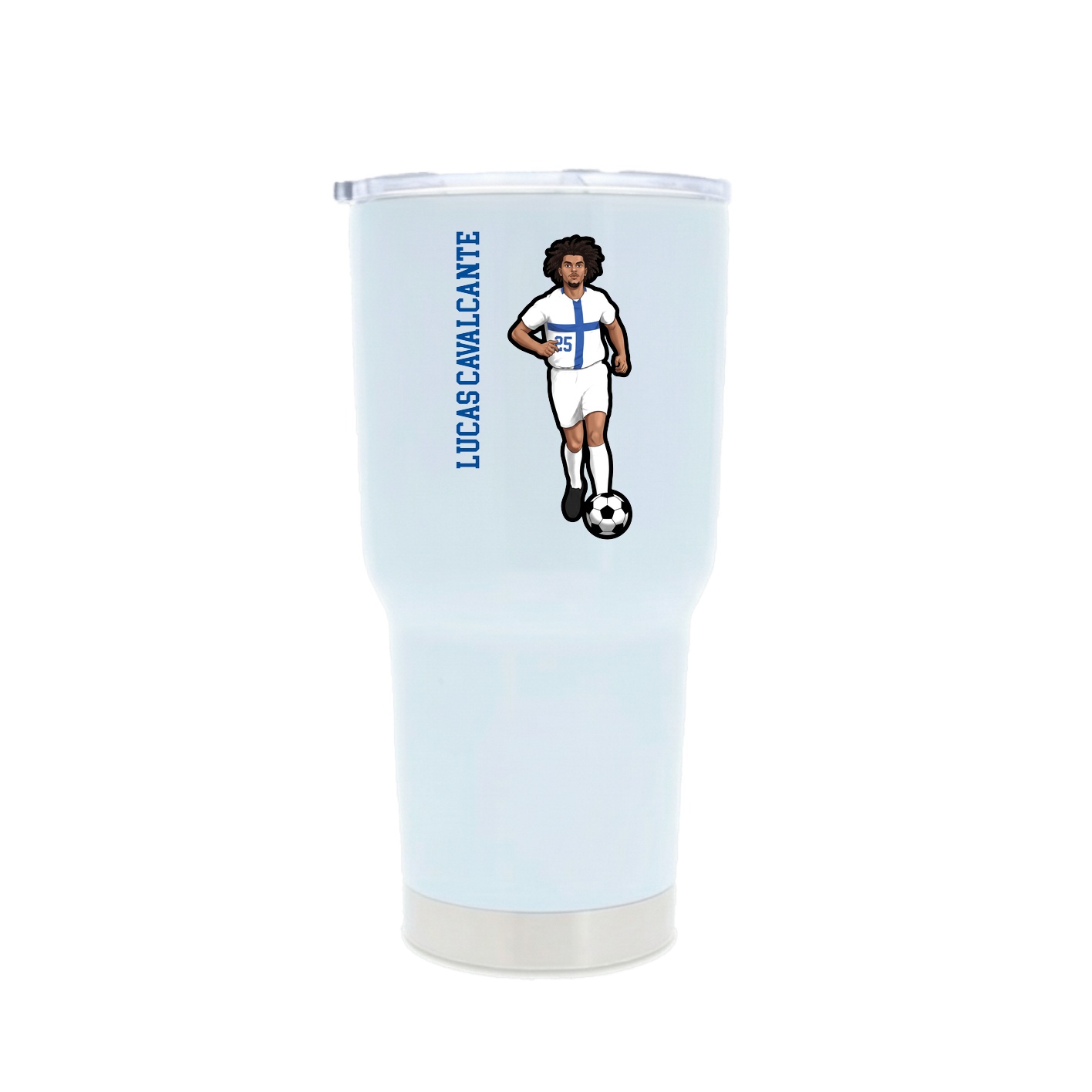 30oz Stainless Steel Tumbler — Name Vertical in White