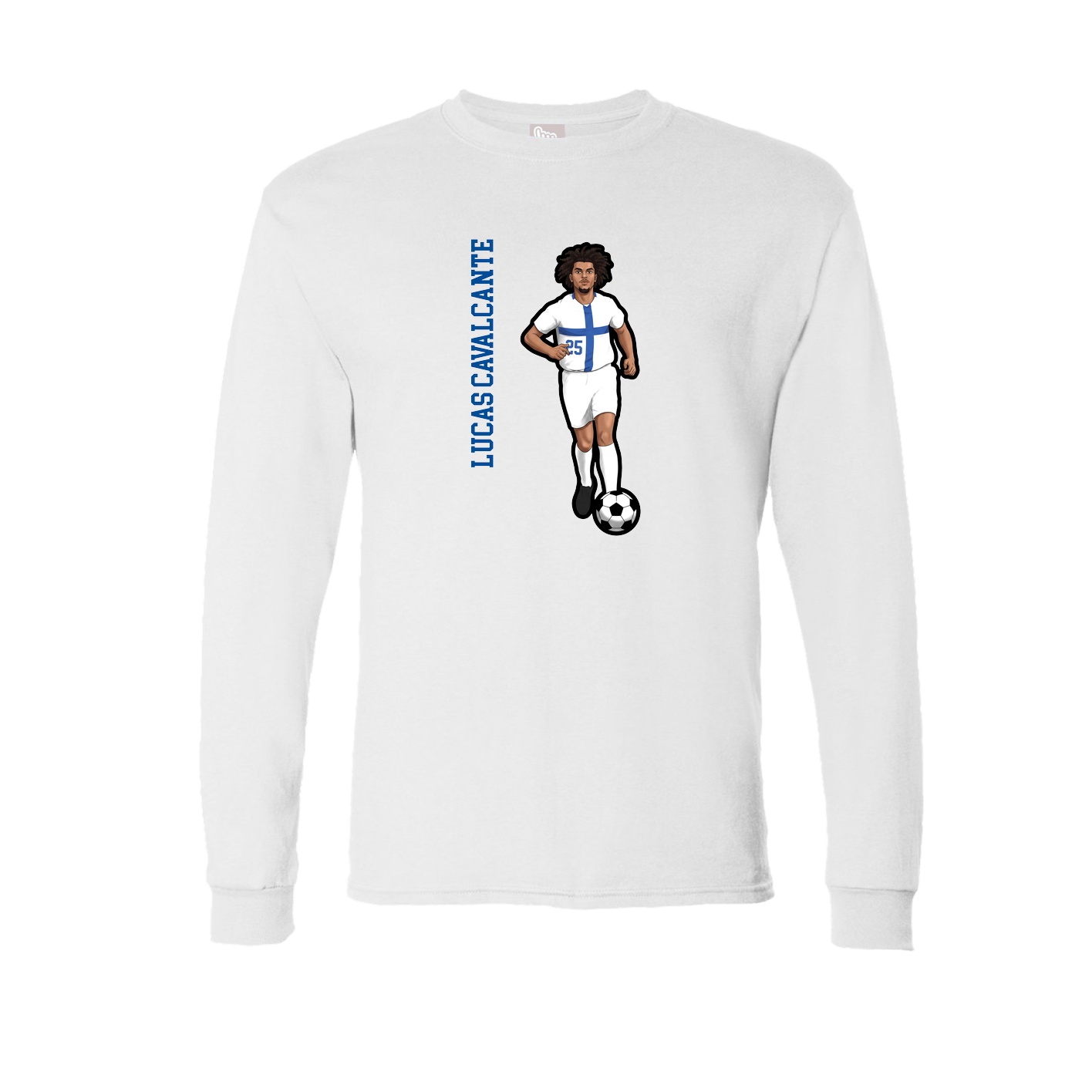 Long Sleeve Tee — Name Vertical in White
