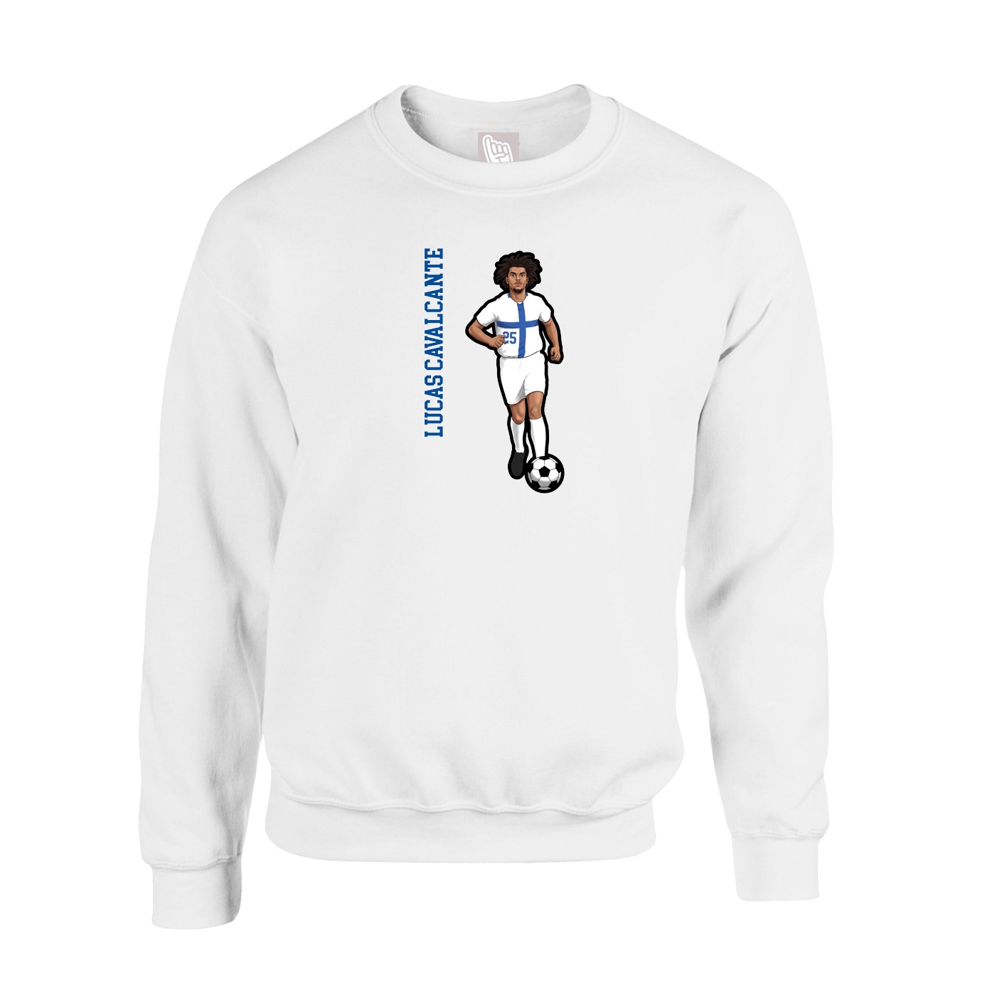 Fleece Crew — Name Vertical in White