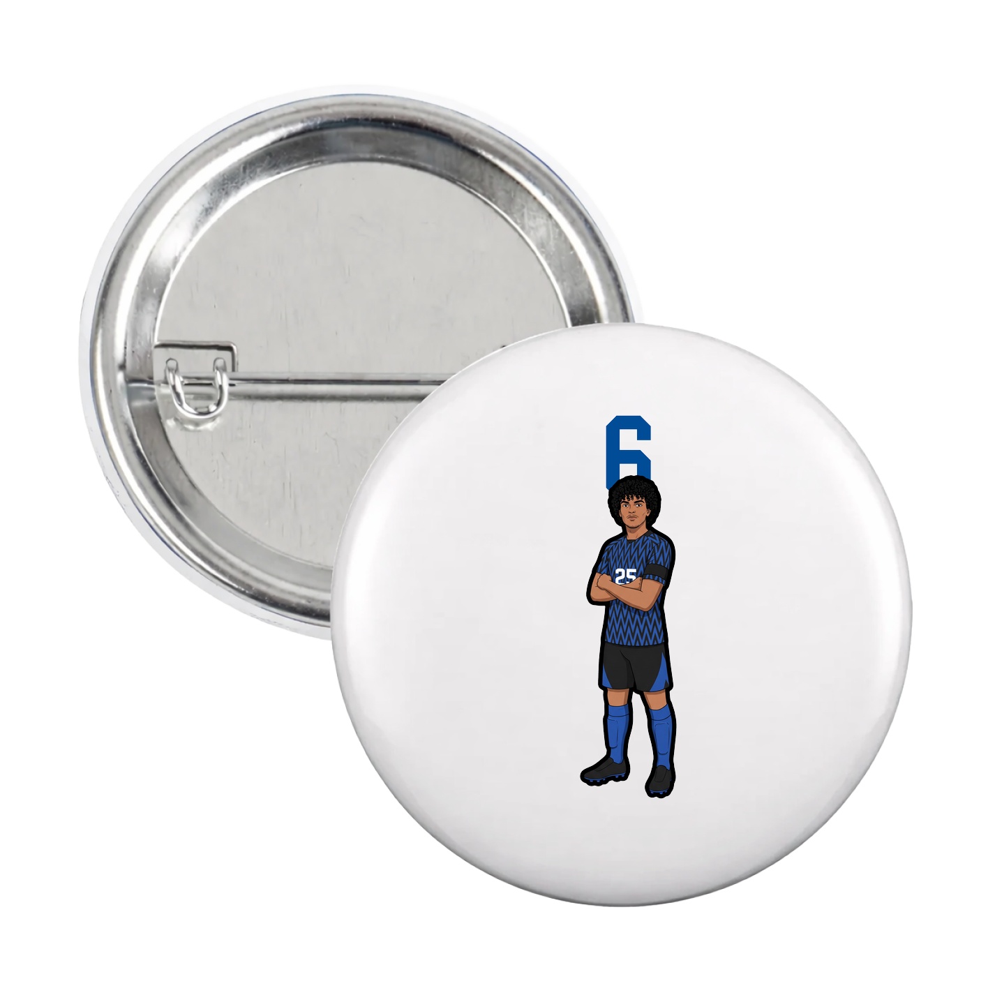 Game Day Button — Number Top in White