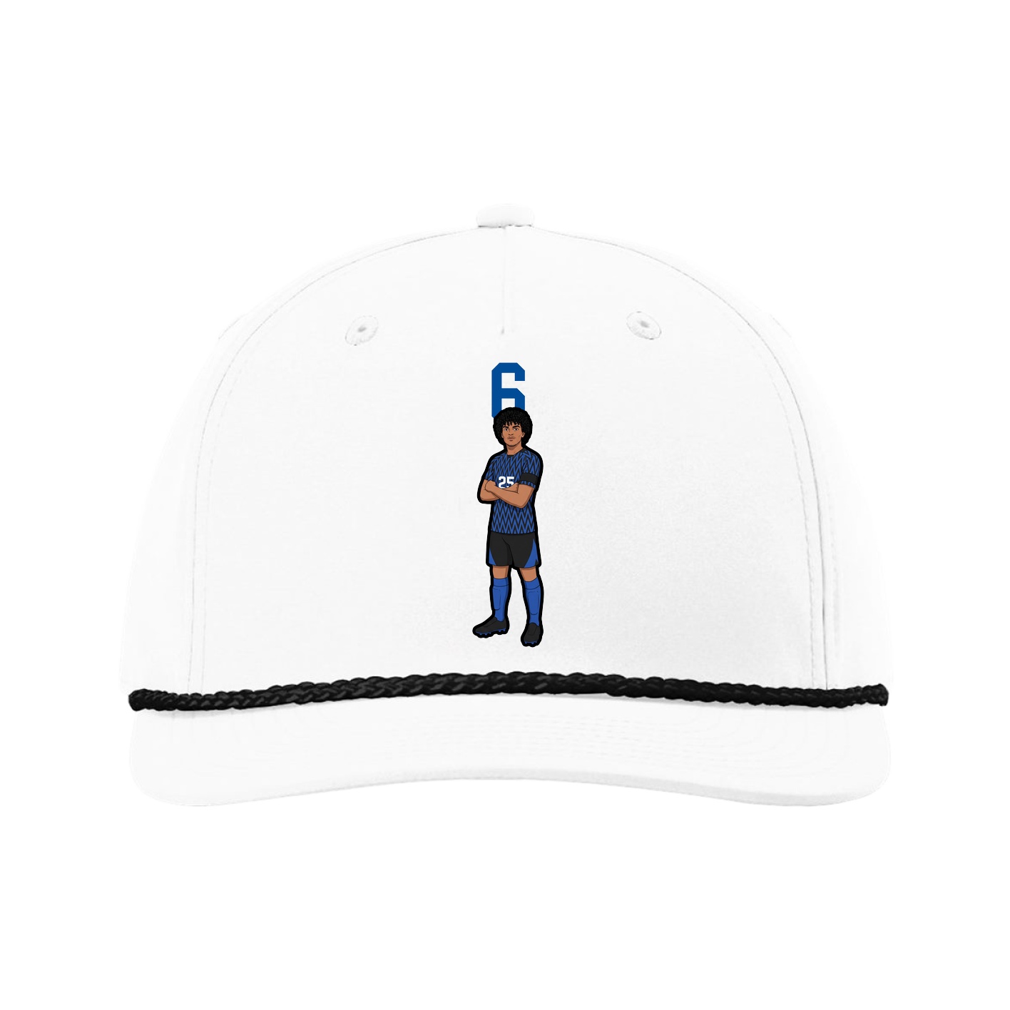 Five-Panel Classic Rope Cap — Number Top in White