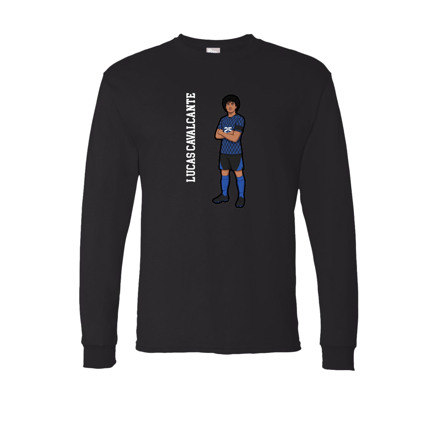 Long Sleeve Tee — Name Vertical in Black