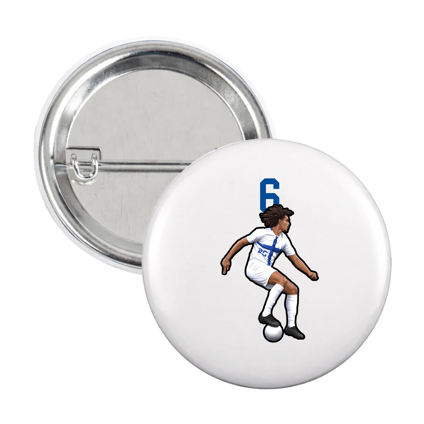 Game Day Button — Number Top in White